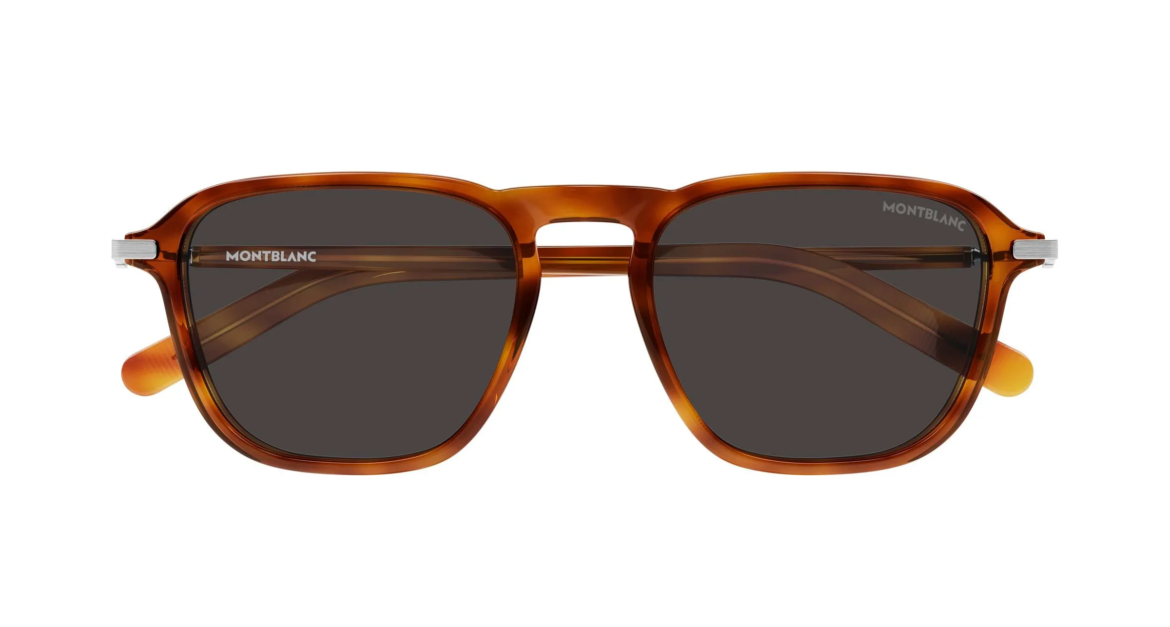Montblanc MB0498S 004 Occhiali da sole Iniettato Havana Grigio Pilot - immagine 2