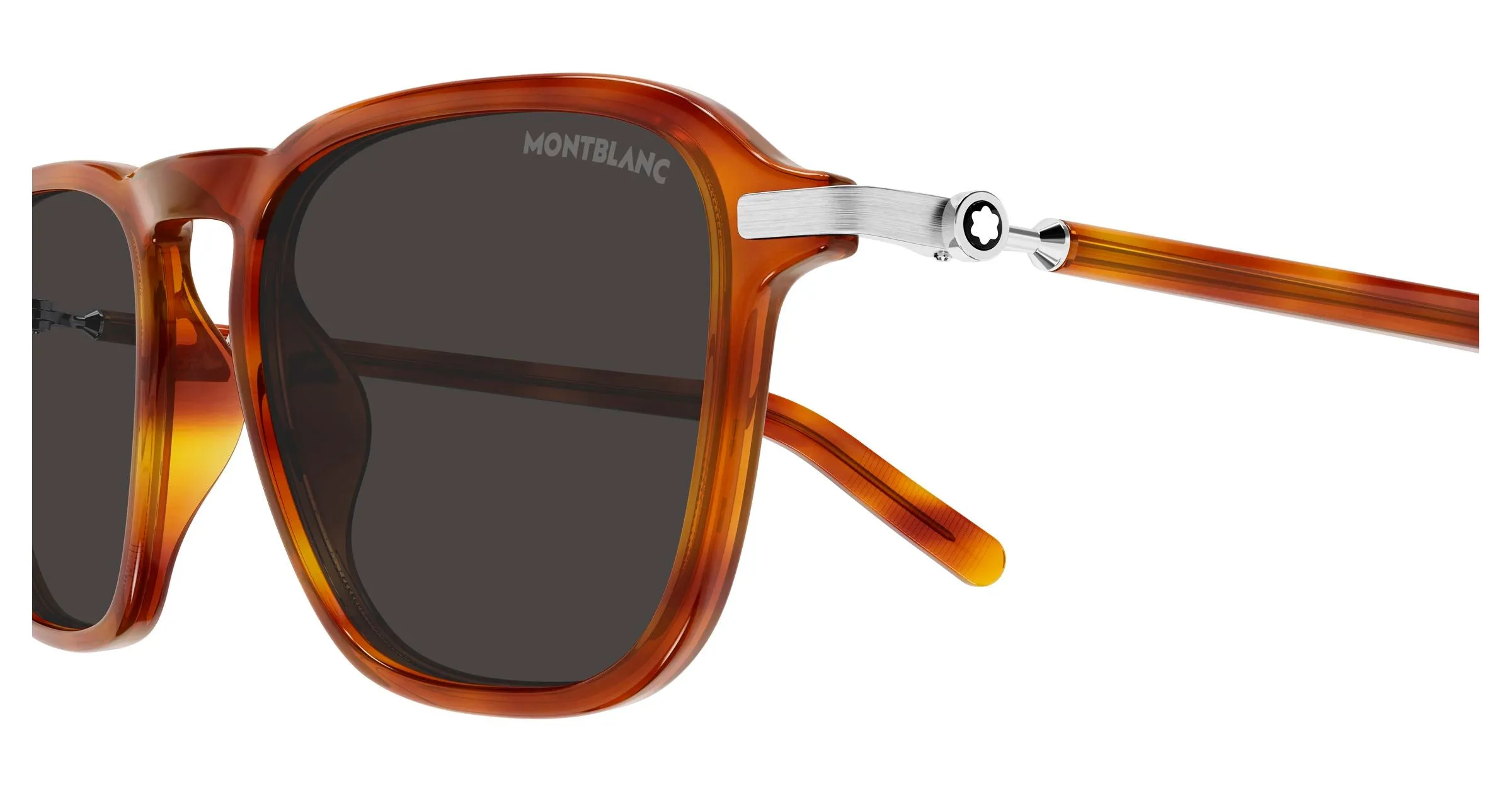 Montblanc MB0498S 004 Occhiali da sole Iniettato Havana Grigio Pilot - immagine 3