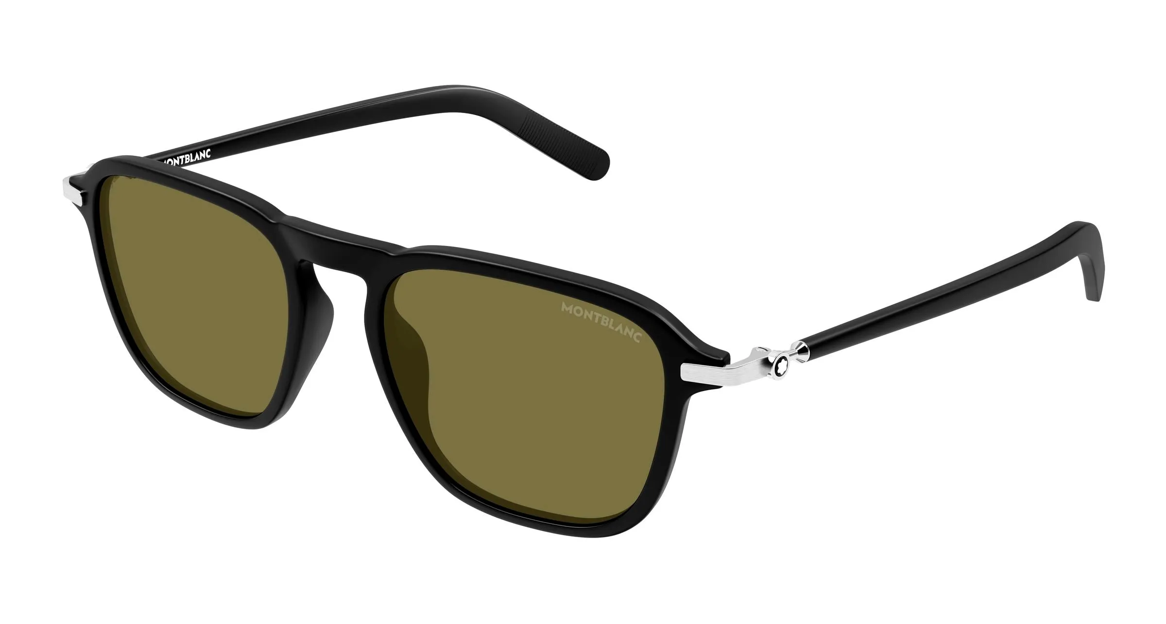 Montblanc MB0498S 002 Occhiali da sole Iniettato Nero Verde Pilot - immagine 1