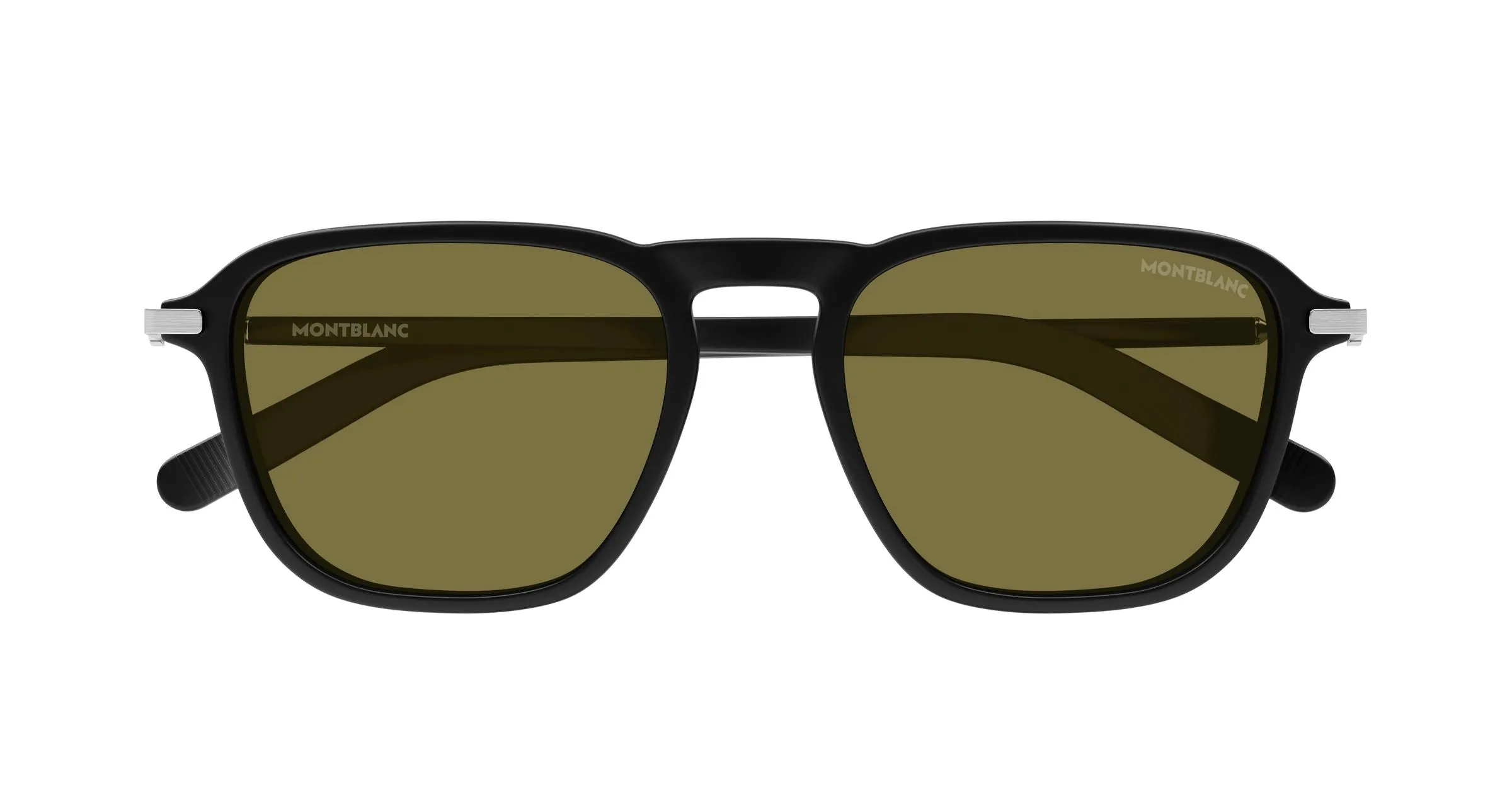 Montblanc MB0498S 002 Occhiali da sole Iniettato Nero Verde Pilot - immagine 2