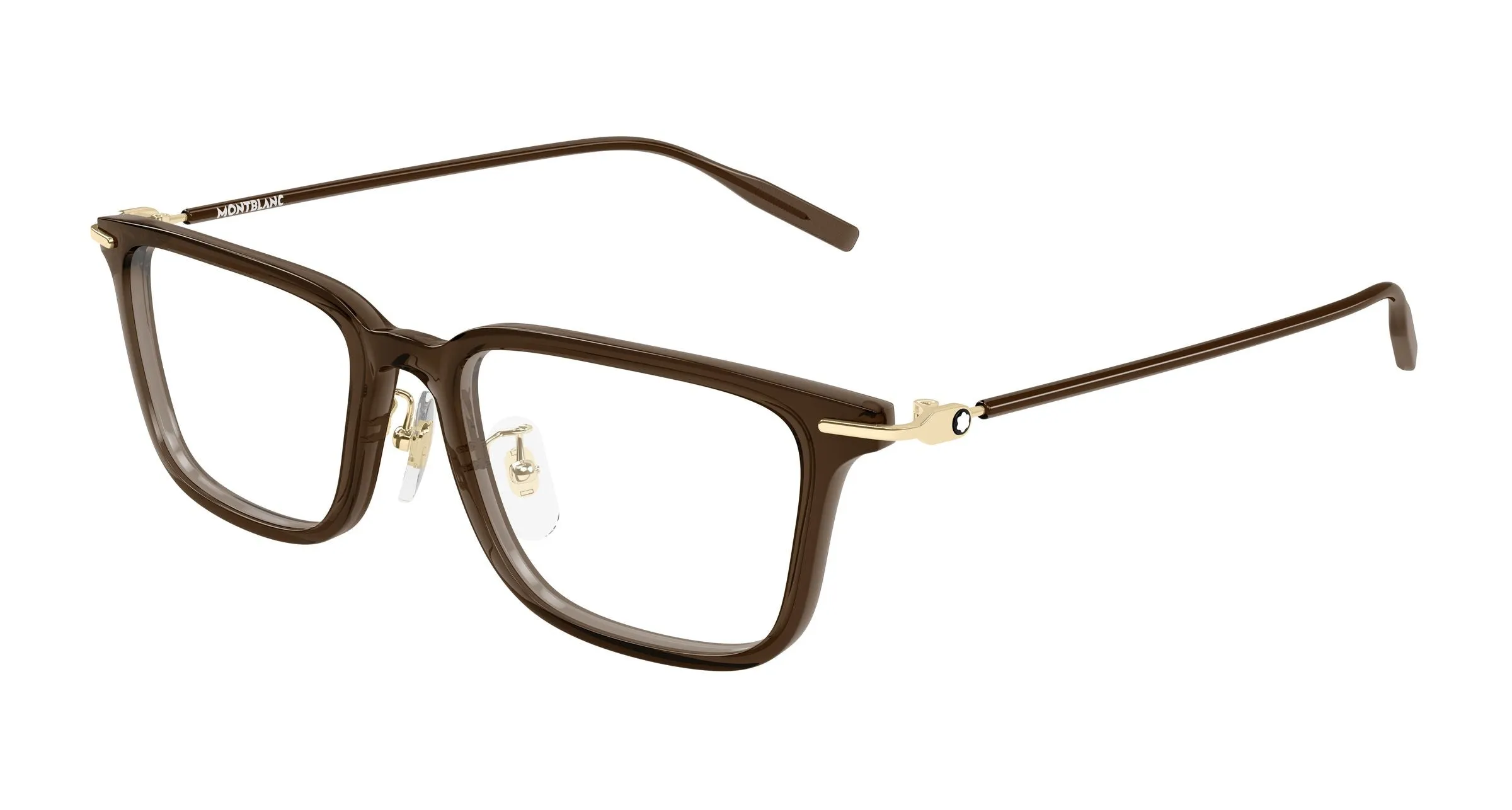 Montblanc MB0489OA 007 Montature da vista Iniettato Marrone Trasparente Squadrata - immagine 1