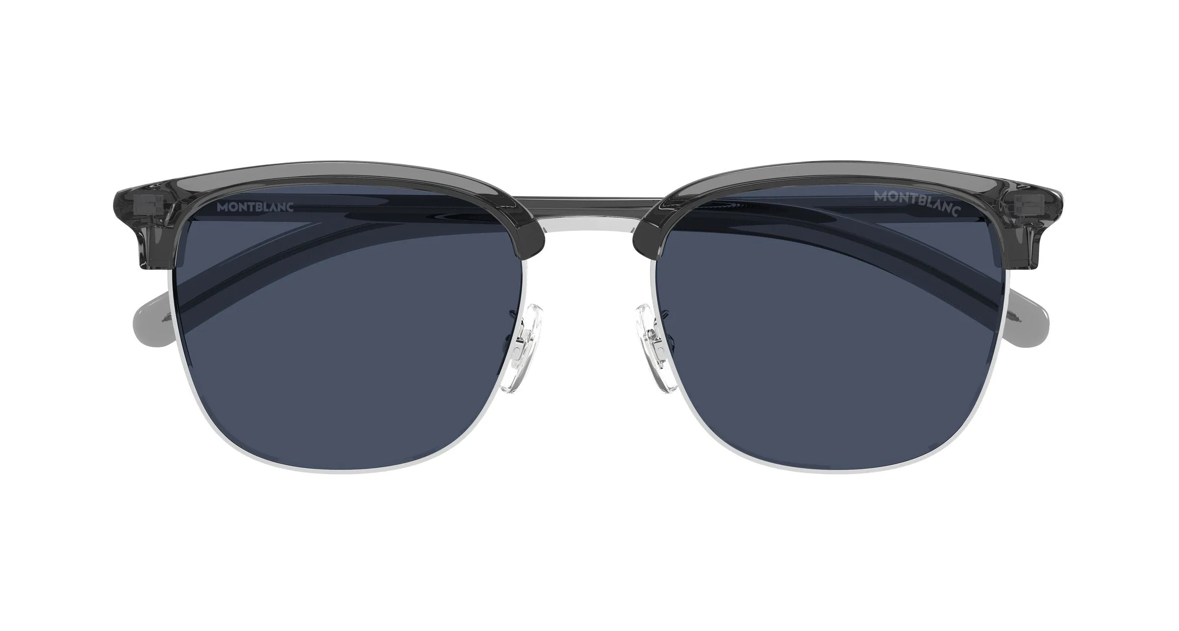 Montblanc MB0488SA 003 Occhiali da sole Metallo Argento Blu Squadrata - immagine 2