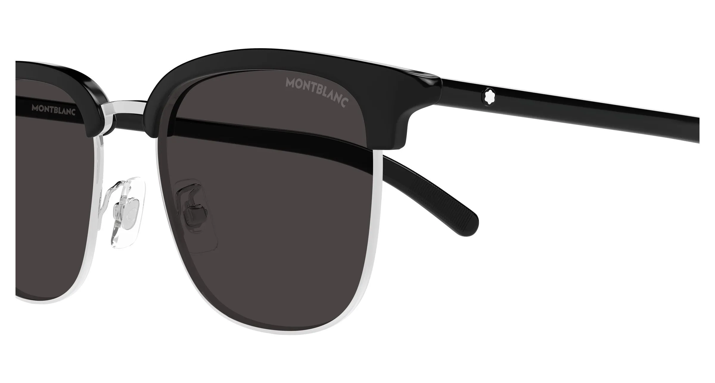 Montblanc MB0488SA 001 Occhiali da sole Metallo Argento Grigio Squadrata - immagine 3