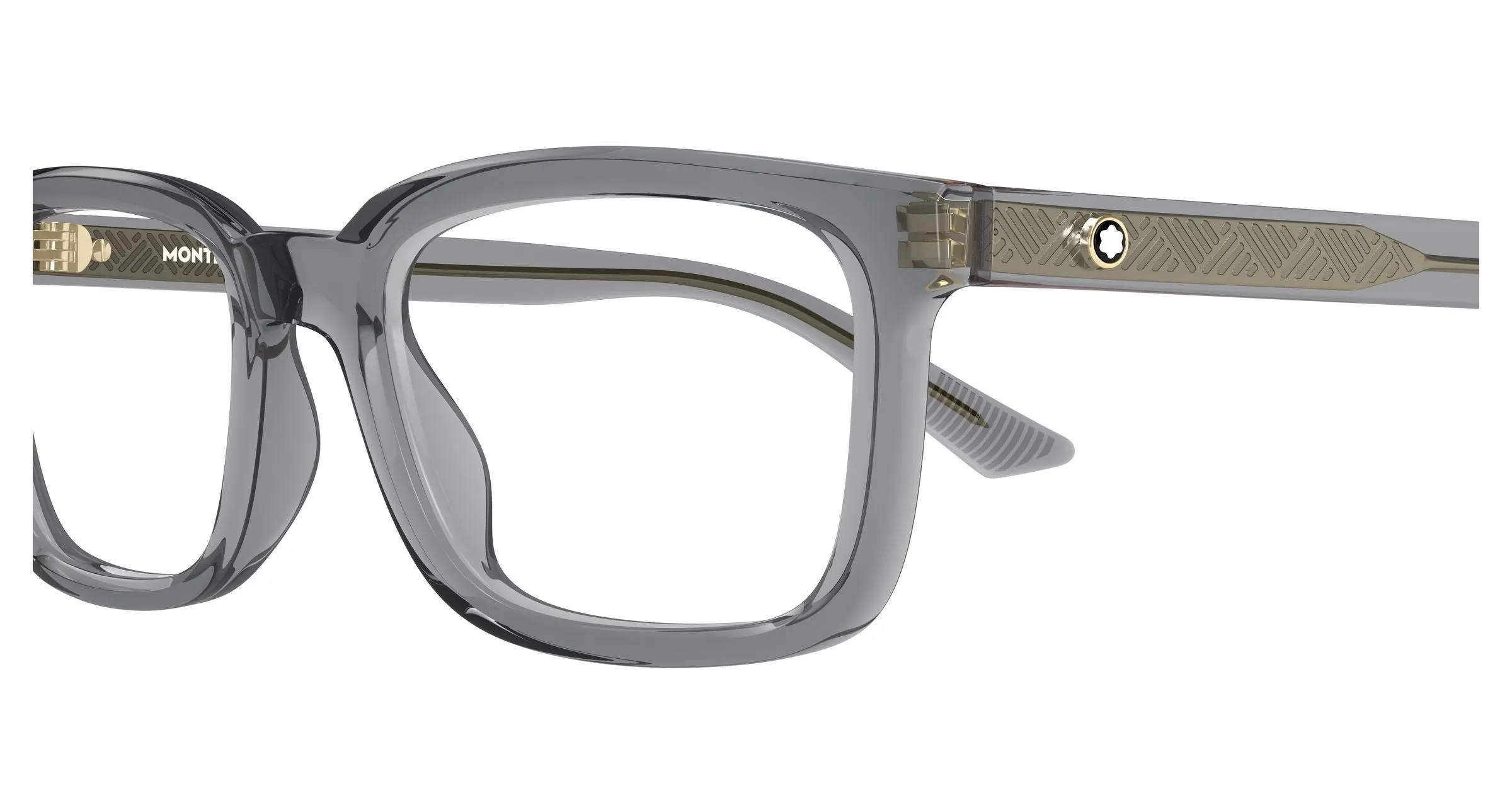 Montblanc MB0458OL 010 Montature da vista Acetato Grigio Trasparente Squadrata - immagine 3
