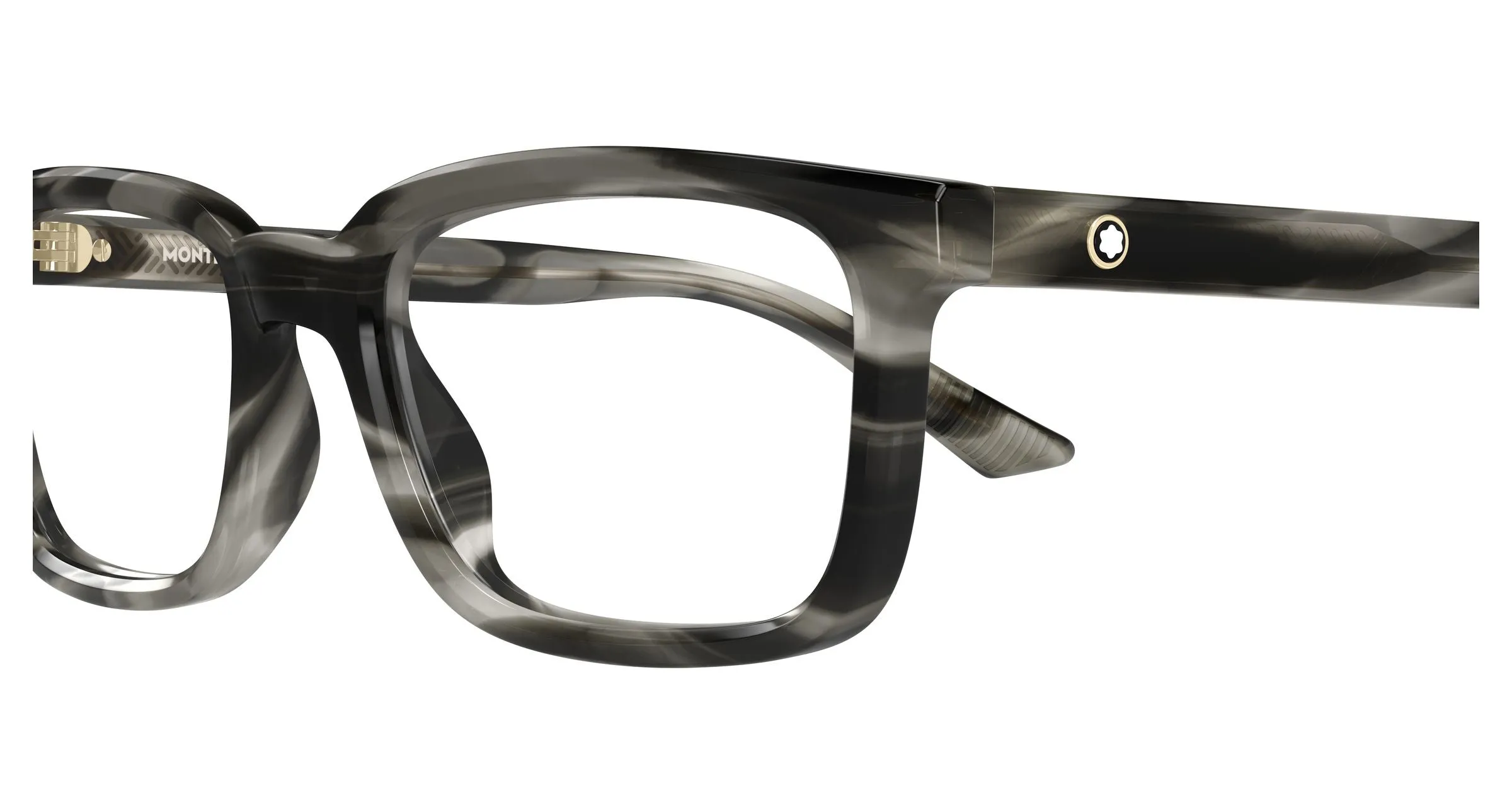 Montblanc MB0458OL 004 Montature da vista Acetato Grigio Trasparente Squadrata - immagine 3