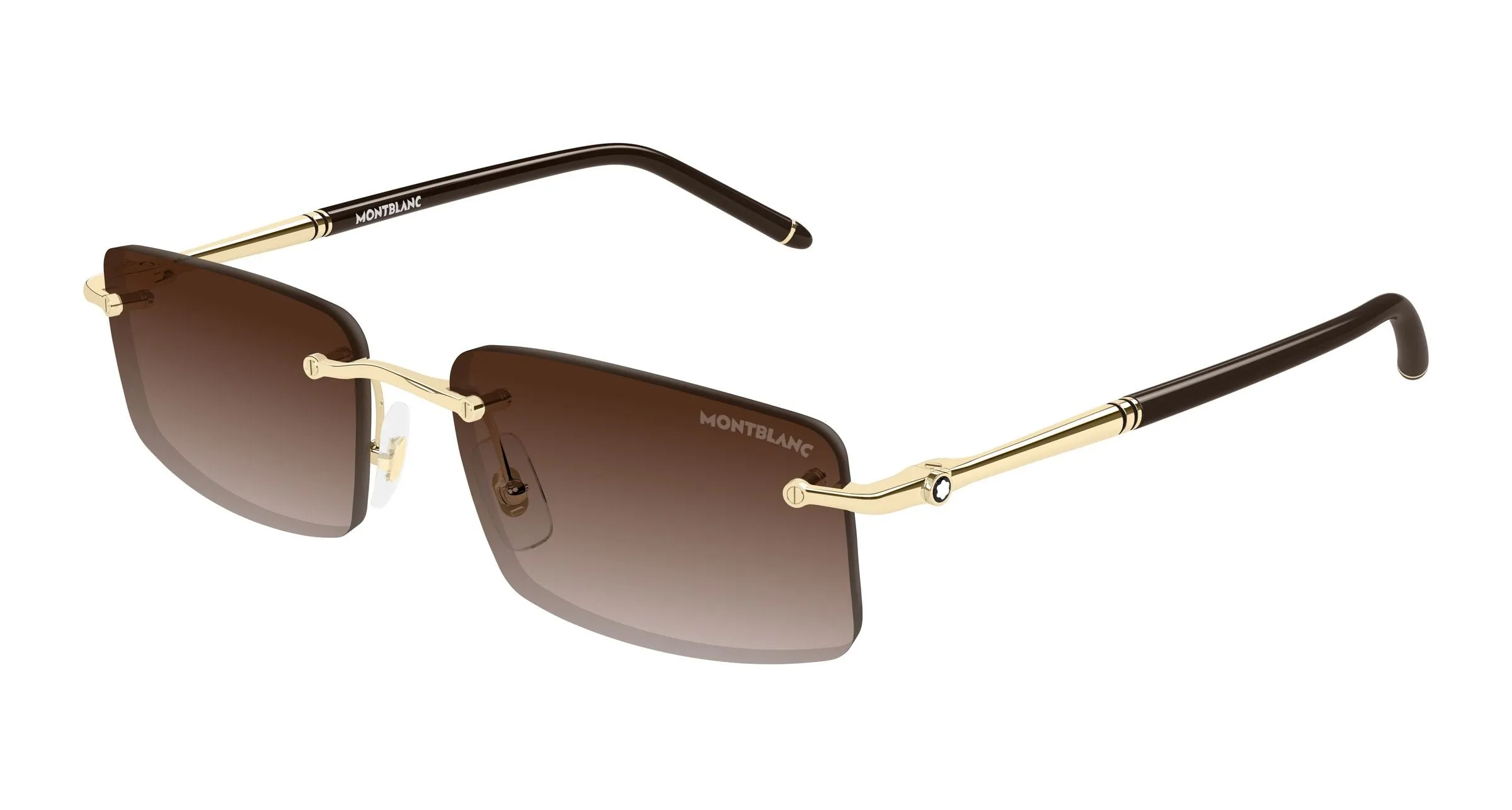 Montblanc MB0443S 008 Occhiali da sole Metallo Oro Marrone Squadrata Sfumato - immagine 1