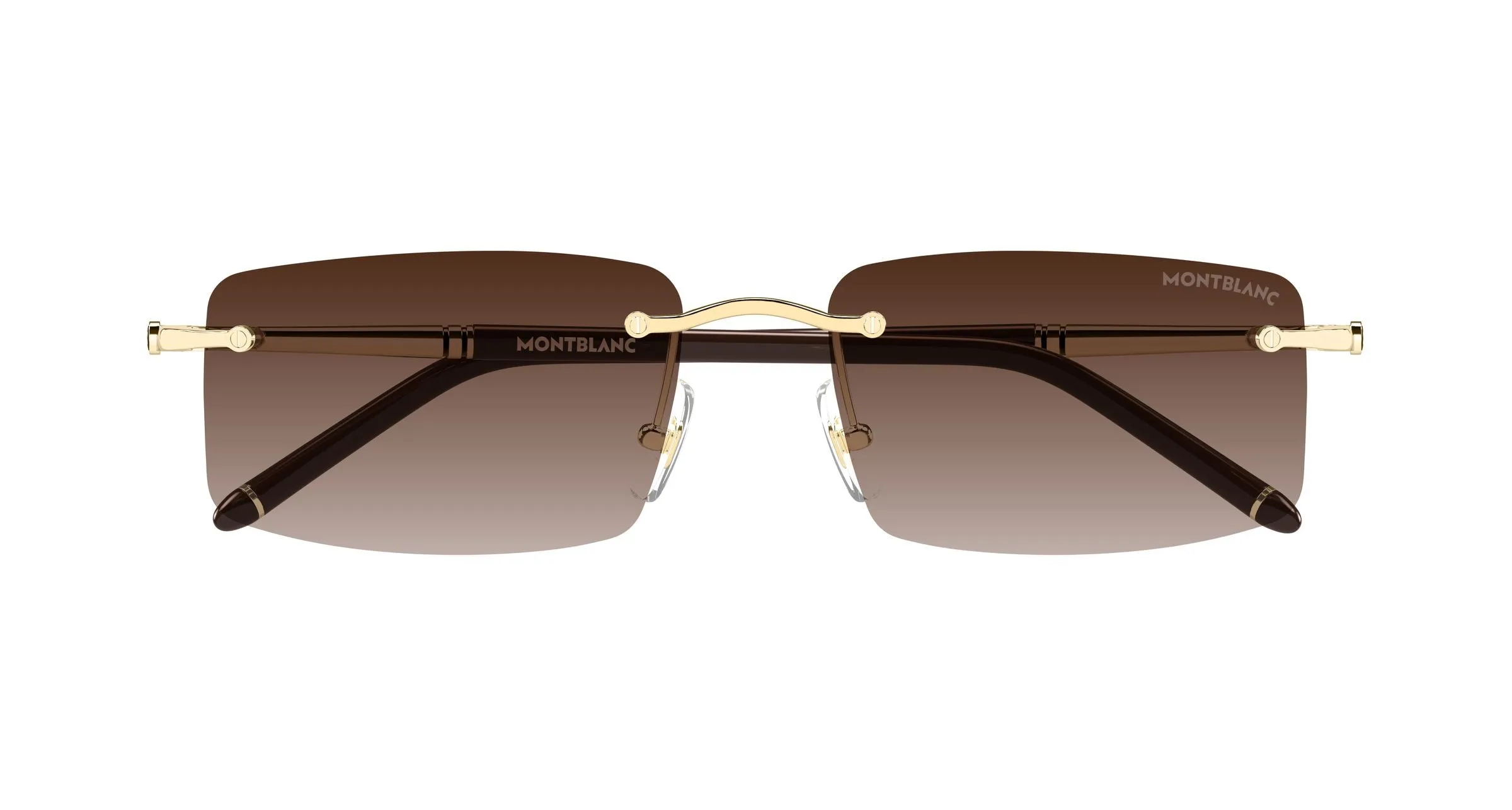 Montblanc MB0443S 008 Occhiali da sole Metallo Oro Marrone Squadrata Sfumato - immagine 2