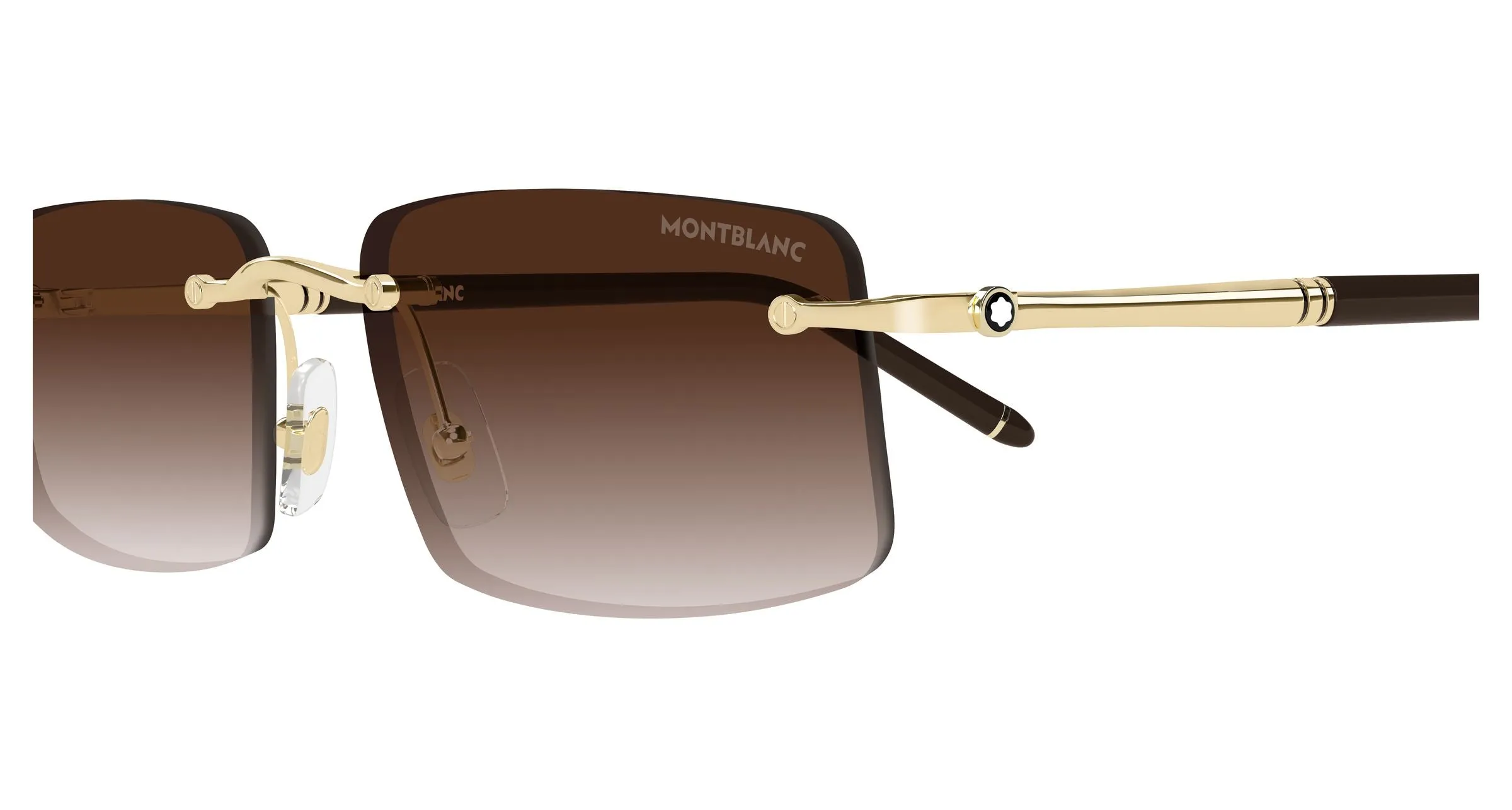 Montblanc MB0443S 008 Occhiali da sole Metallo Oro Marrone Squadrata Sfumato - immagine 3