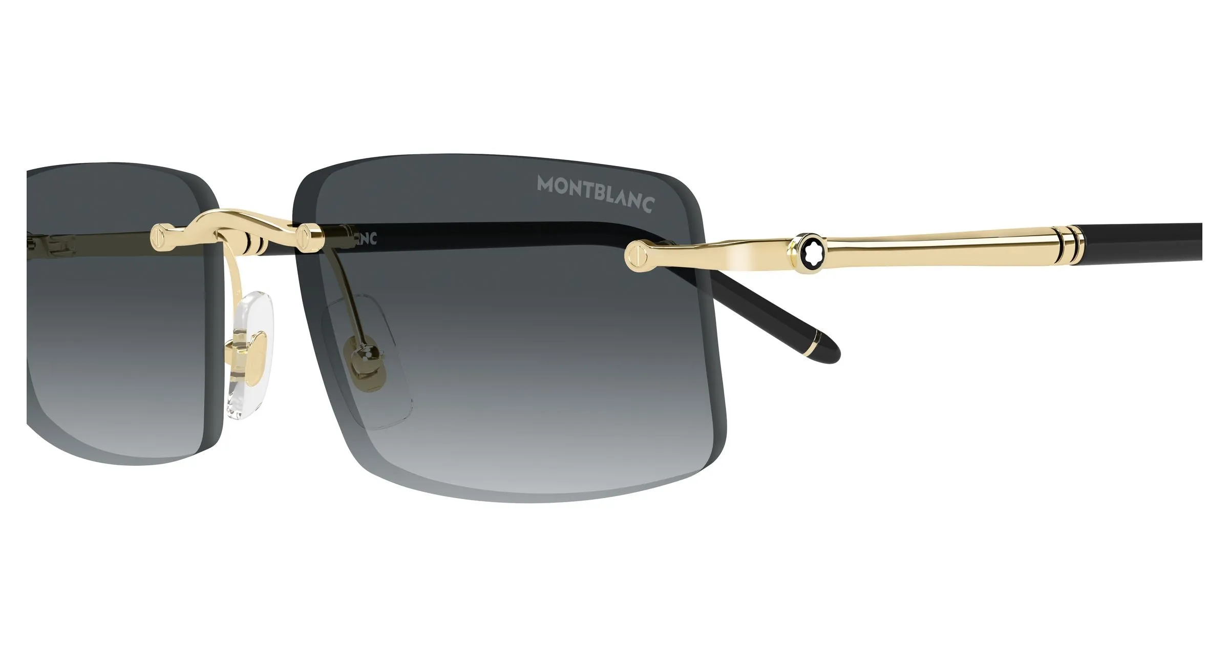 Montblanc MB0443S 007 Occhiali da sole Metallo Oro Grigio Squadrata Sfumato - immagine 3