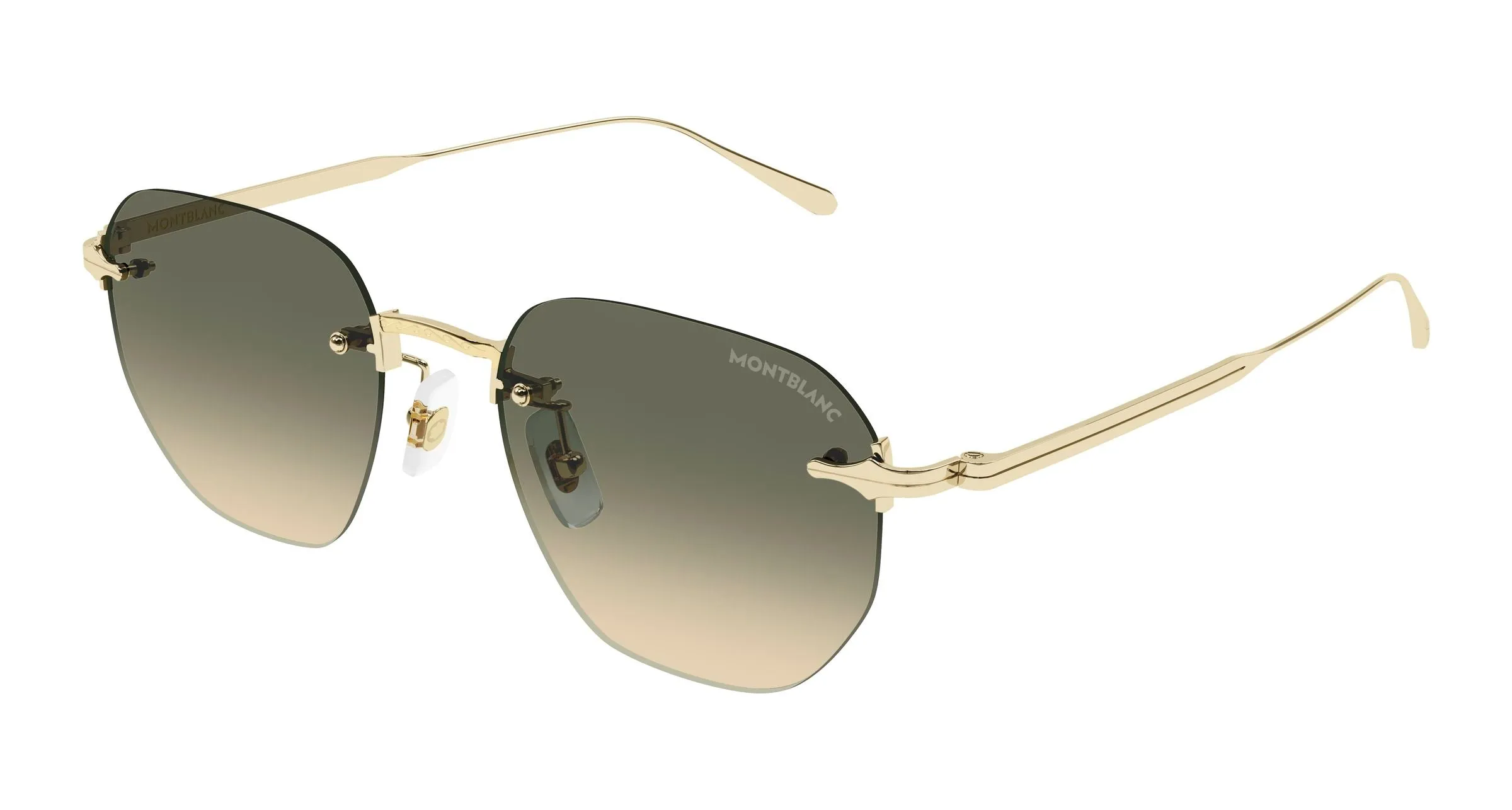 Montblanc MB0405S 006 Occhiali da sole Metallo Oro Verde Rotonda Sfumato - immagine 1