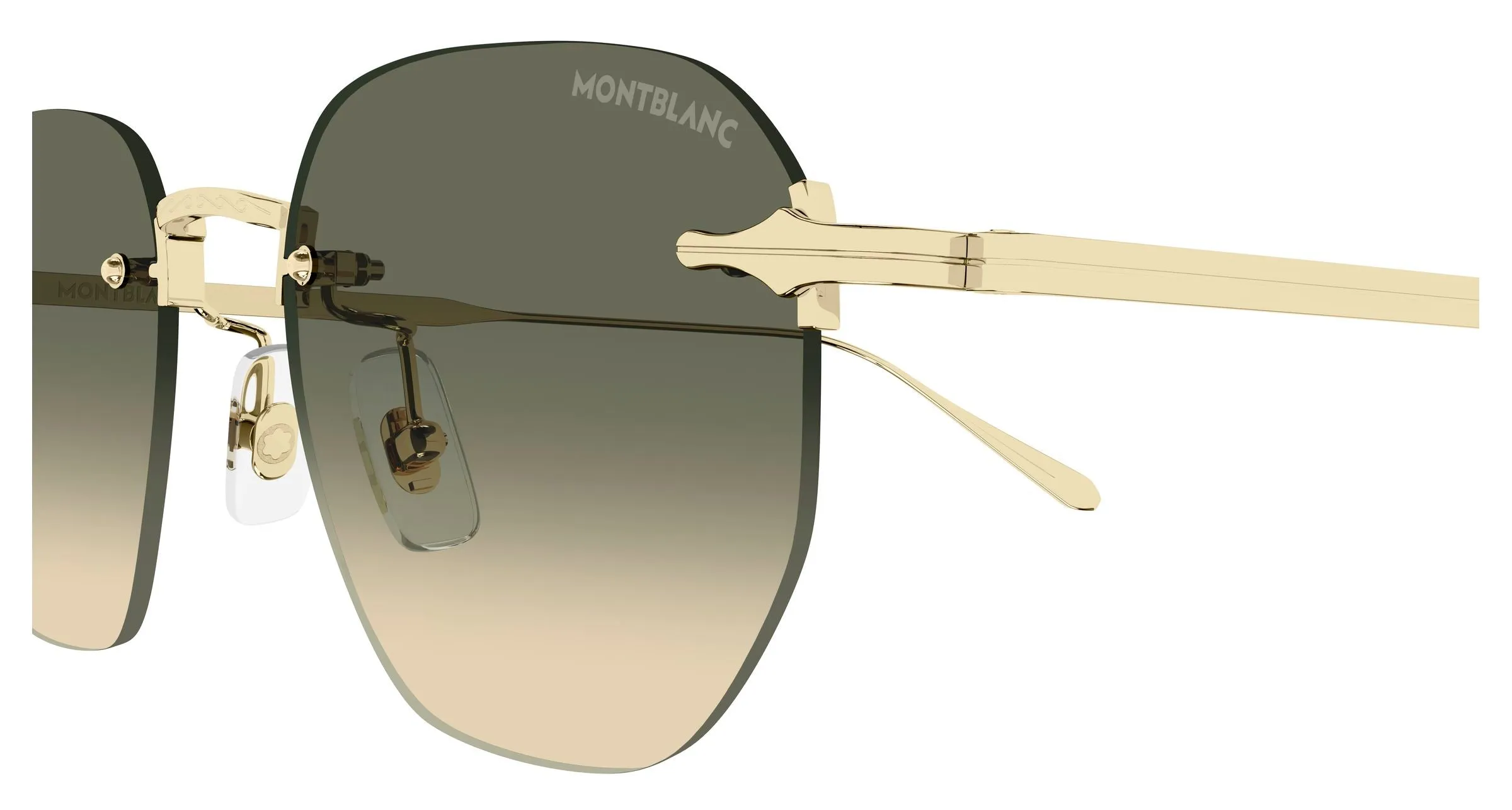 Montblanc MB0405S 006 Occhiali da sole Metallo Oro Verde Rotonda Sfumato - immagine 3