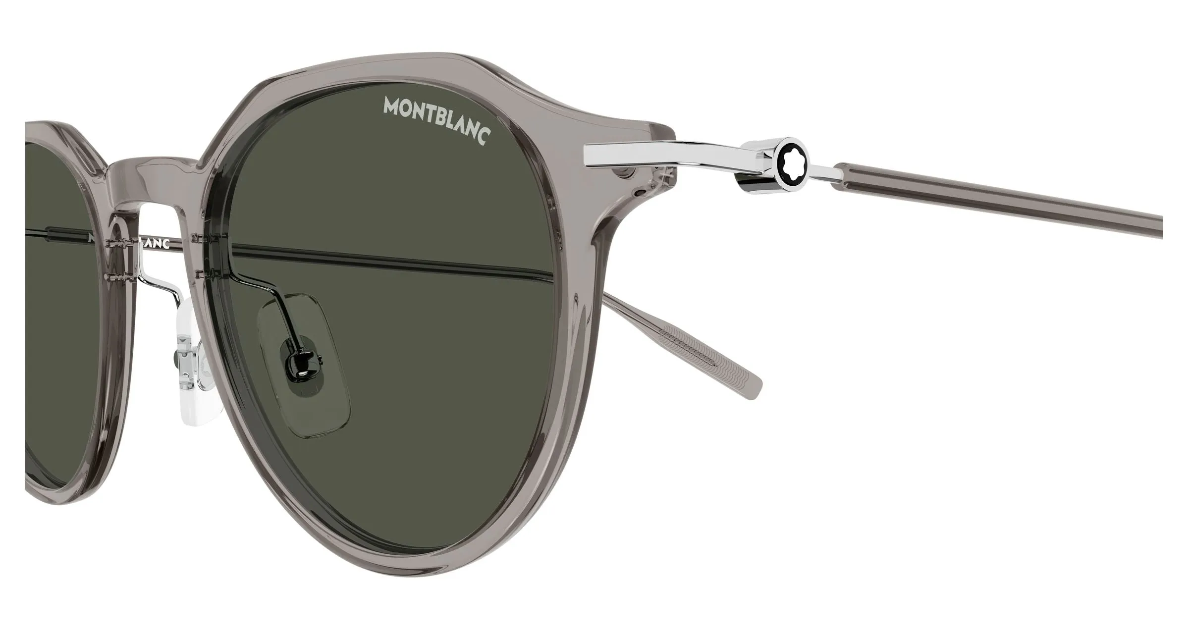 Montblanc MB0355S 010 Occhiali da sole Iniettato Grigio Fumo Rotonda Antiriflesso - immagine 3