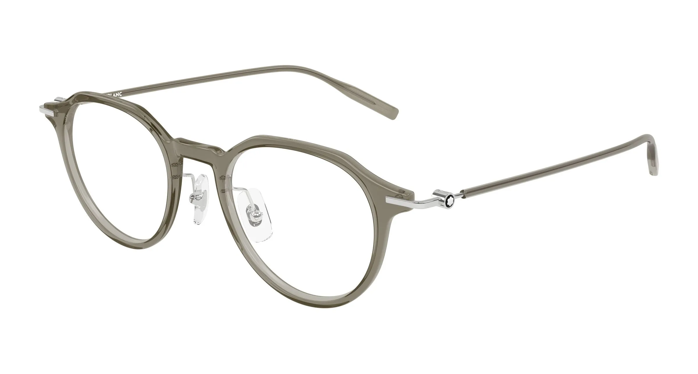 Montblanc MB0355O 006 Montature da vista Iniettato Marrone Trasparente Rotonda - immagine 1