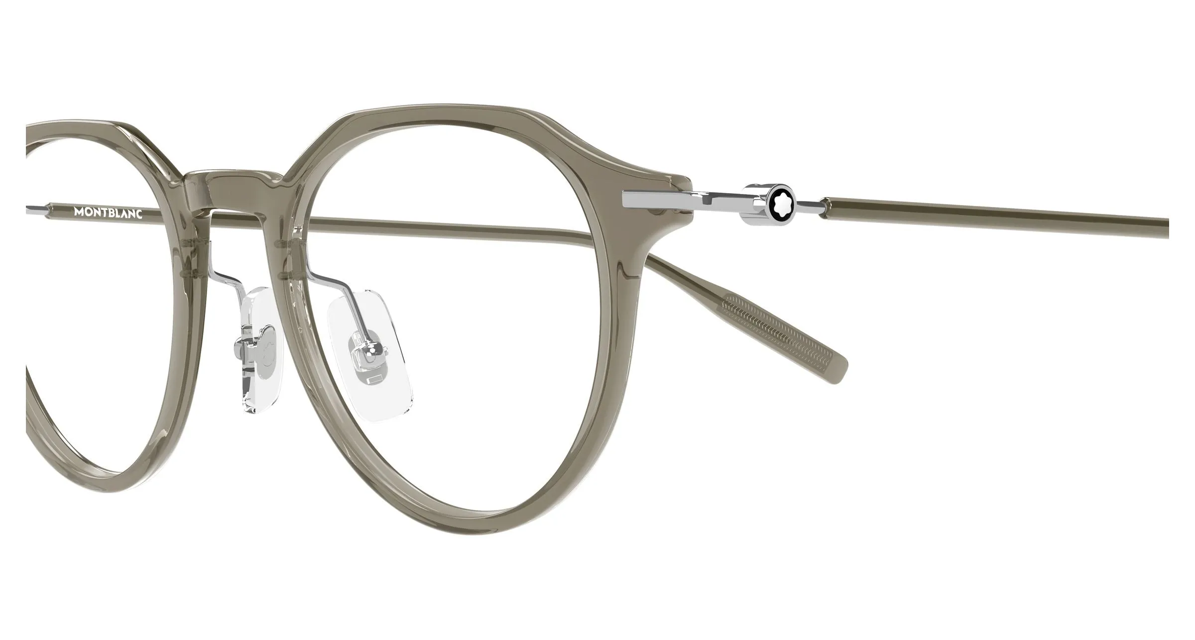 Montblanc MB0355O 006 Montature da vista Iniettato Marrone Trasparente Rotonda - immagine 3