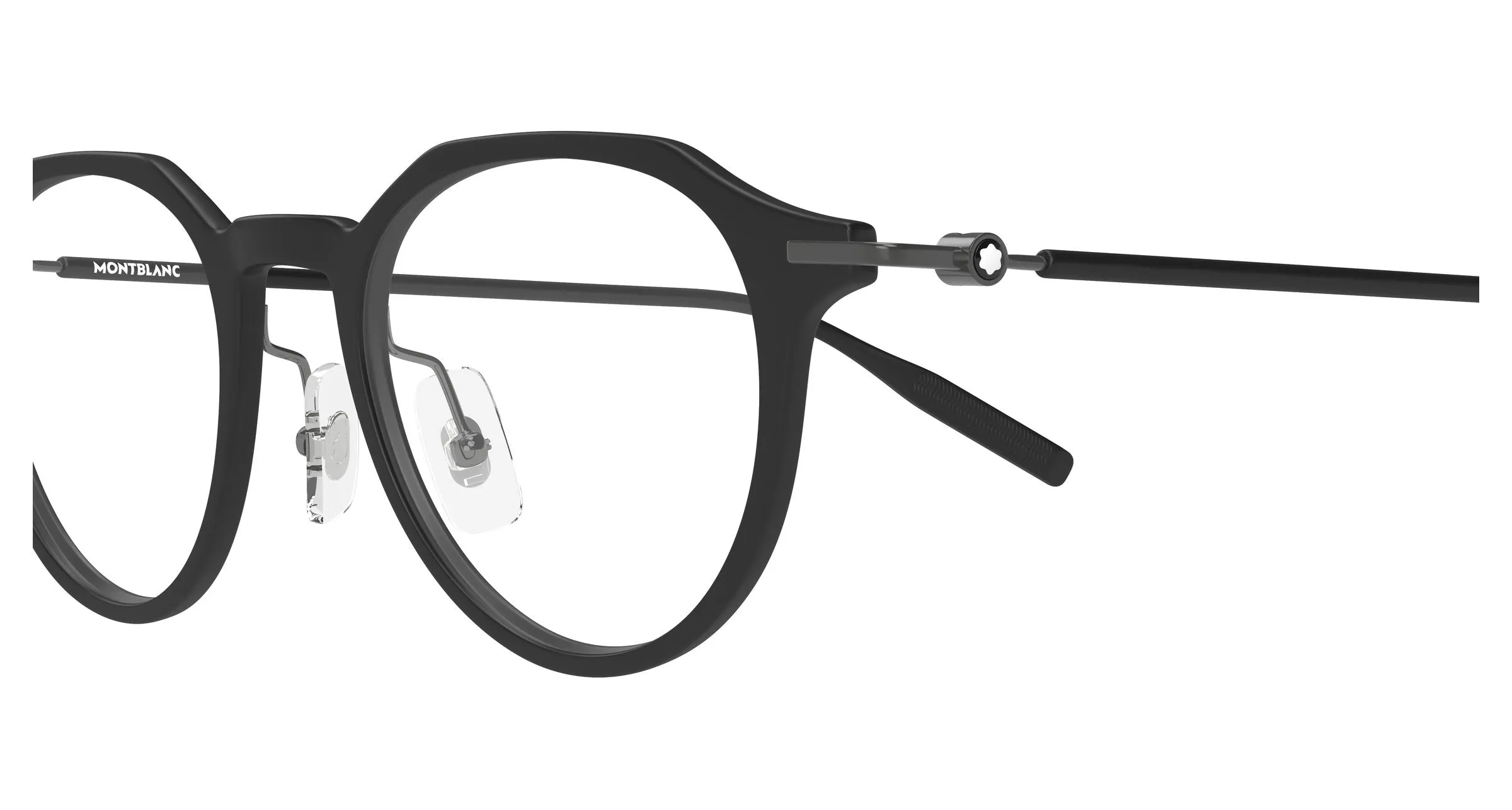Montblanc MB0355O 005 Montature da vista Iniettato Nero Trasparente Rotonda - immagine 3