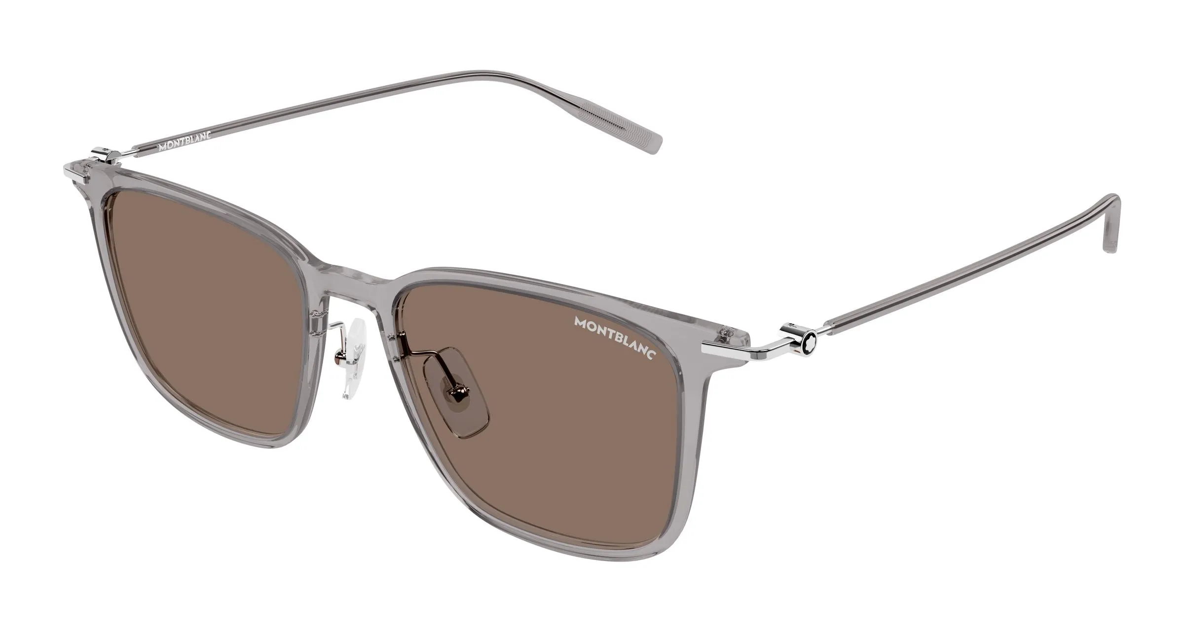 Montblanc MB0354S 009 Occhiali da sole Iniettato Grigio Marrone Squadrata Antiriflesso - immagine 1