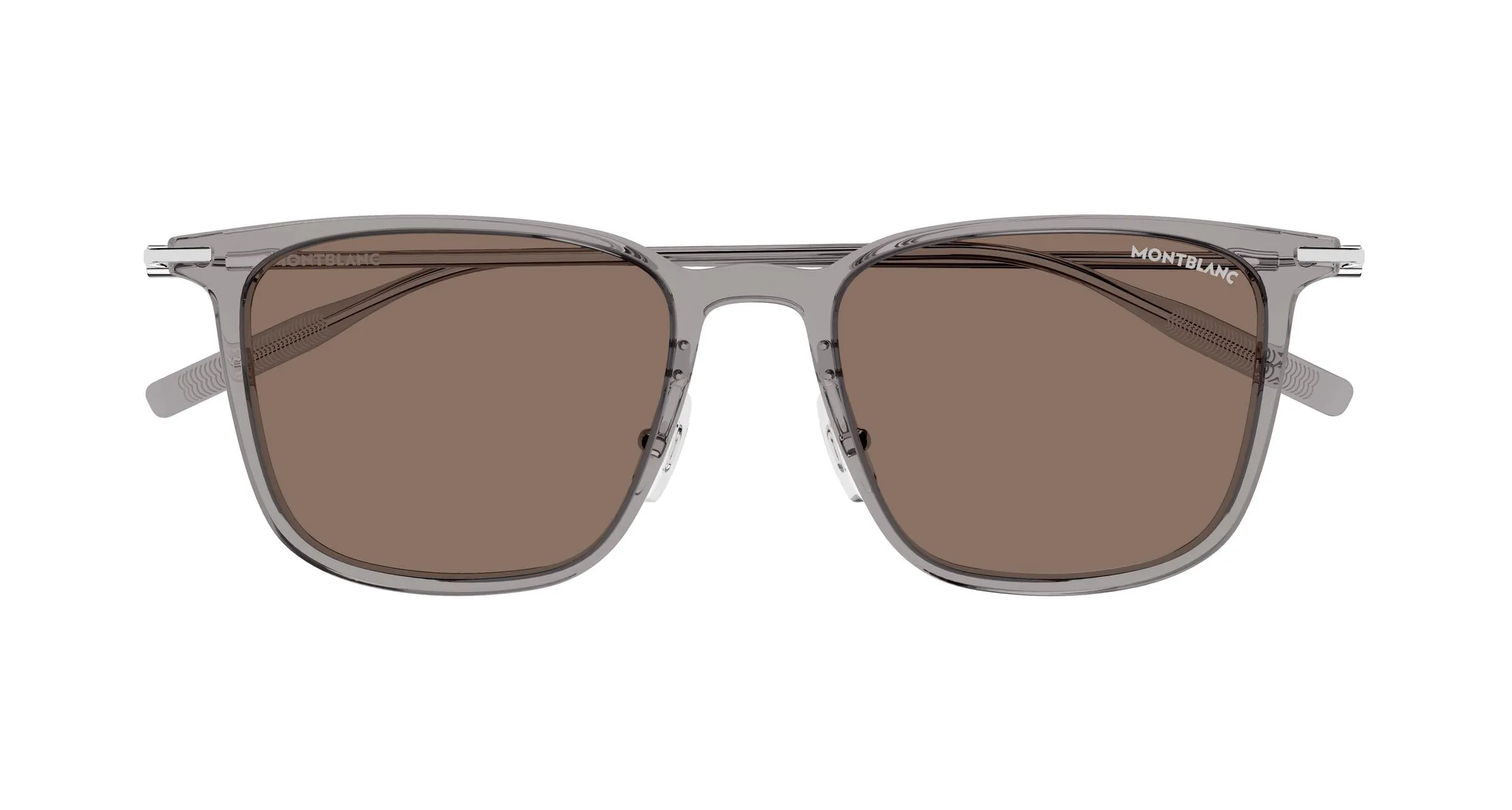 Montblanc MB0354S 009 Occhiali da sole Iniettato Grigio Marrone Squadrata Antiriflesso - immagine 2