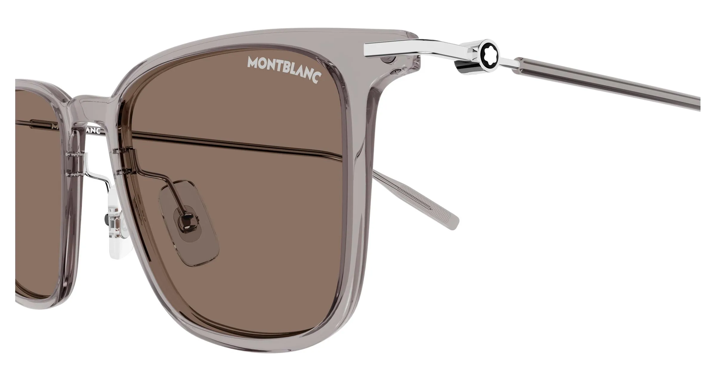 Montblanc MB0354S 009 Occhiali da sole Iniettato Grigio Marrone Squadrata Antiriflesso - immagine 3