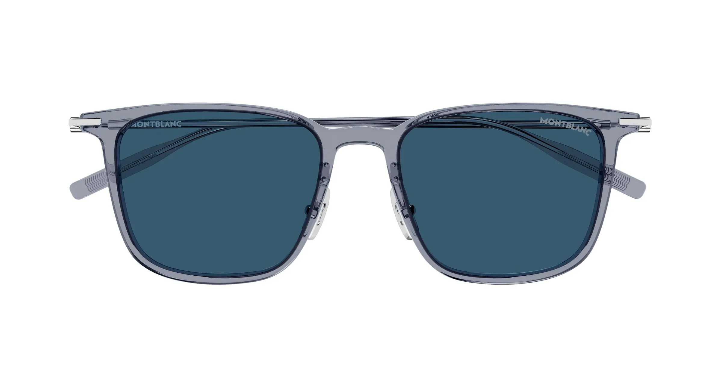 Montblanc MB0354S 008 Occhiali da sole Iniettato Grigio Blu Squadrata Antiriflesso - immagine 2