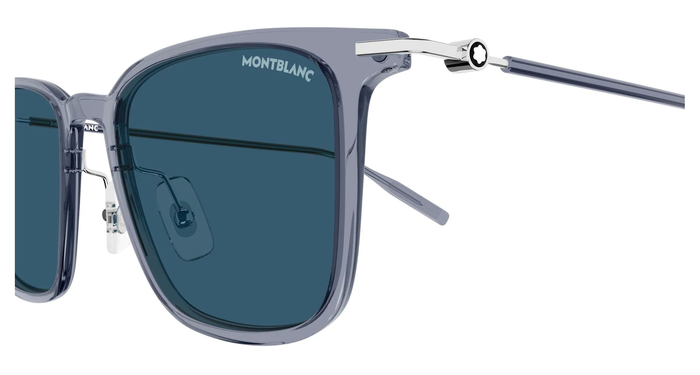 Montblanc MB0354S 008 Occhiali da sole Iniettato Grigio Blu Squadrata Antiriflesso - immagine 3