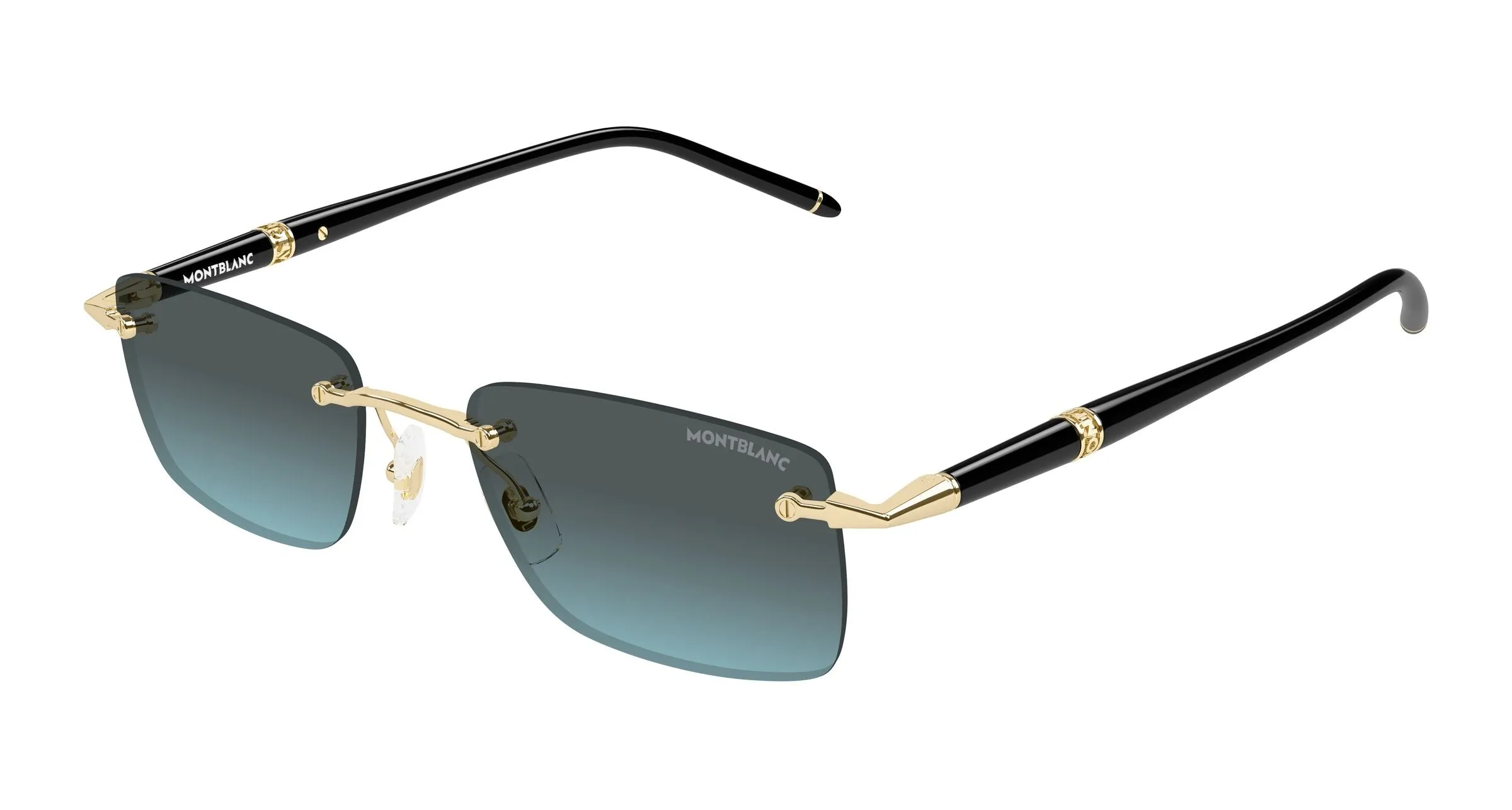 Montblanc MB0344S 010 Occhiali da sole Metallo Oro Blu Squadrata Sfumato - immagine 1