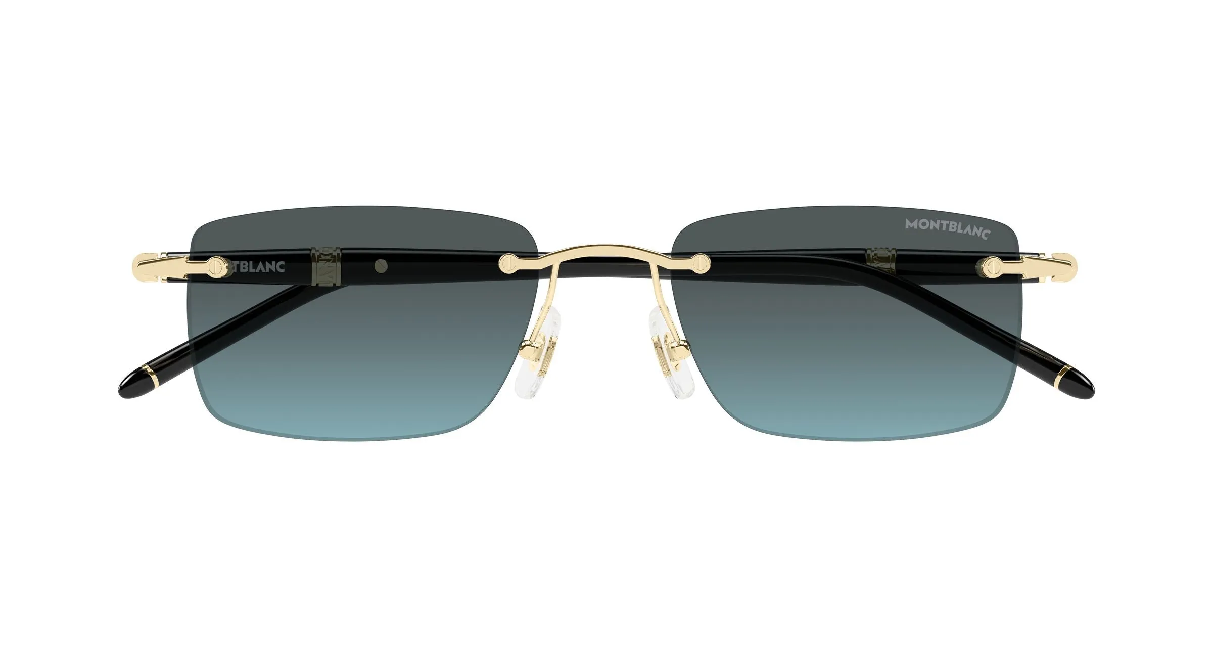 Montblanc MB0344S 010 Occhiali da sole Metallo Oro Blu Squadrata Sfumato - immagine 2