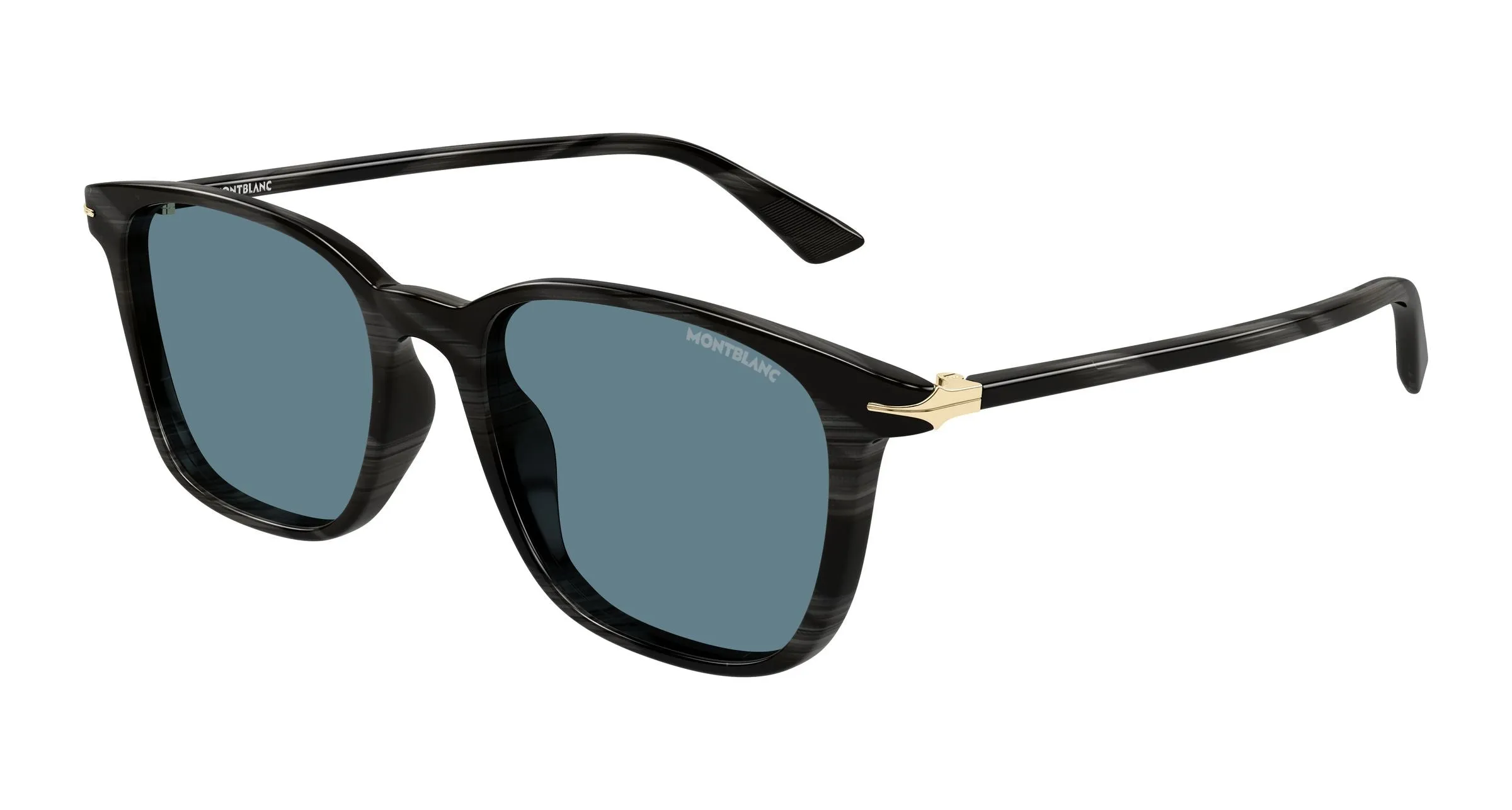 Montblanc MB0338S 006 Occhiali da sole Acetato Grigio Blu Squadrata Antiriflesso - immagine 1