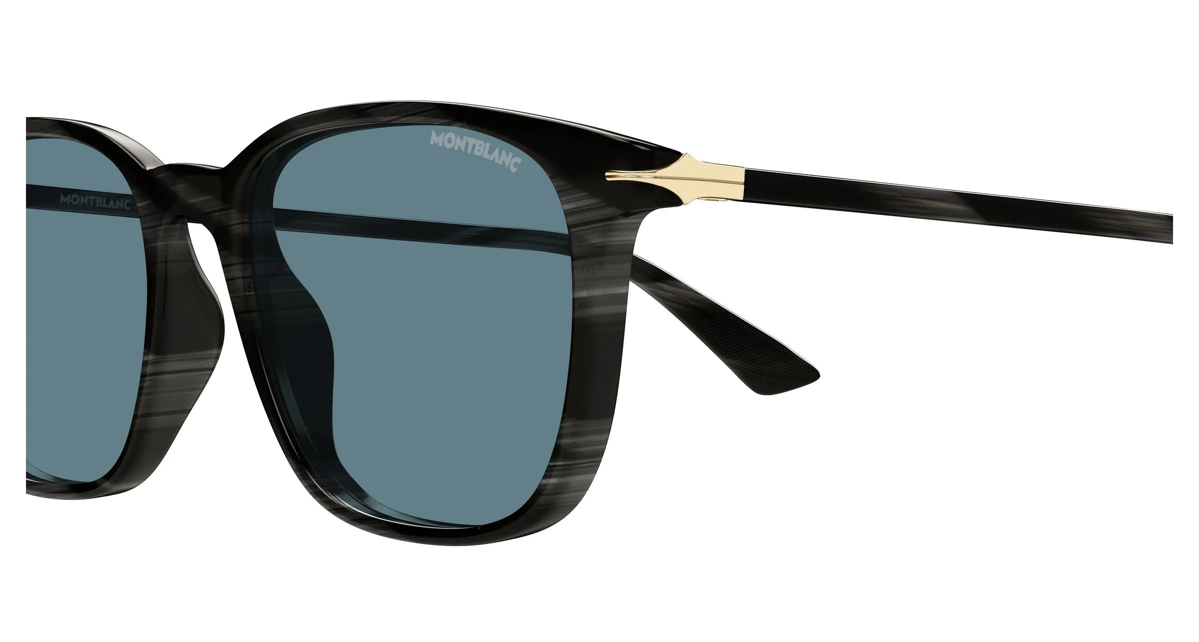 Montblanc MB0338S 006 Occhiali da sole Acetato Grigio Blu Squadrata Antiriflesso - immagine 3