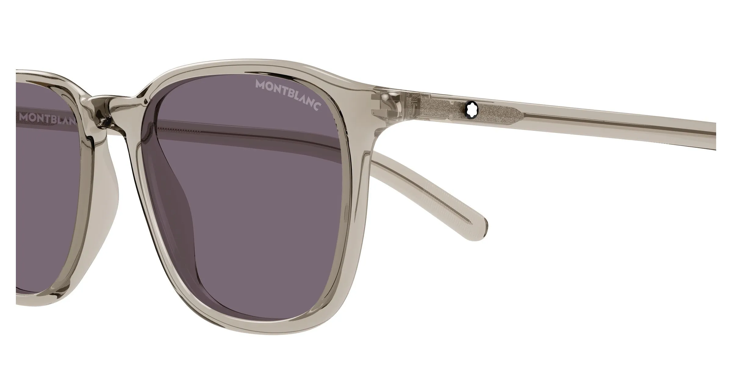 Montblanc MB0325S 006 Occhiali da sole Acetato Beige Fumo Rotonda - immagine 3
