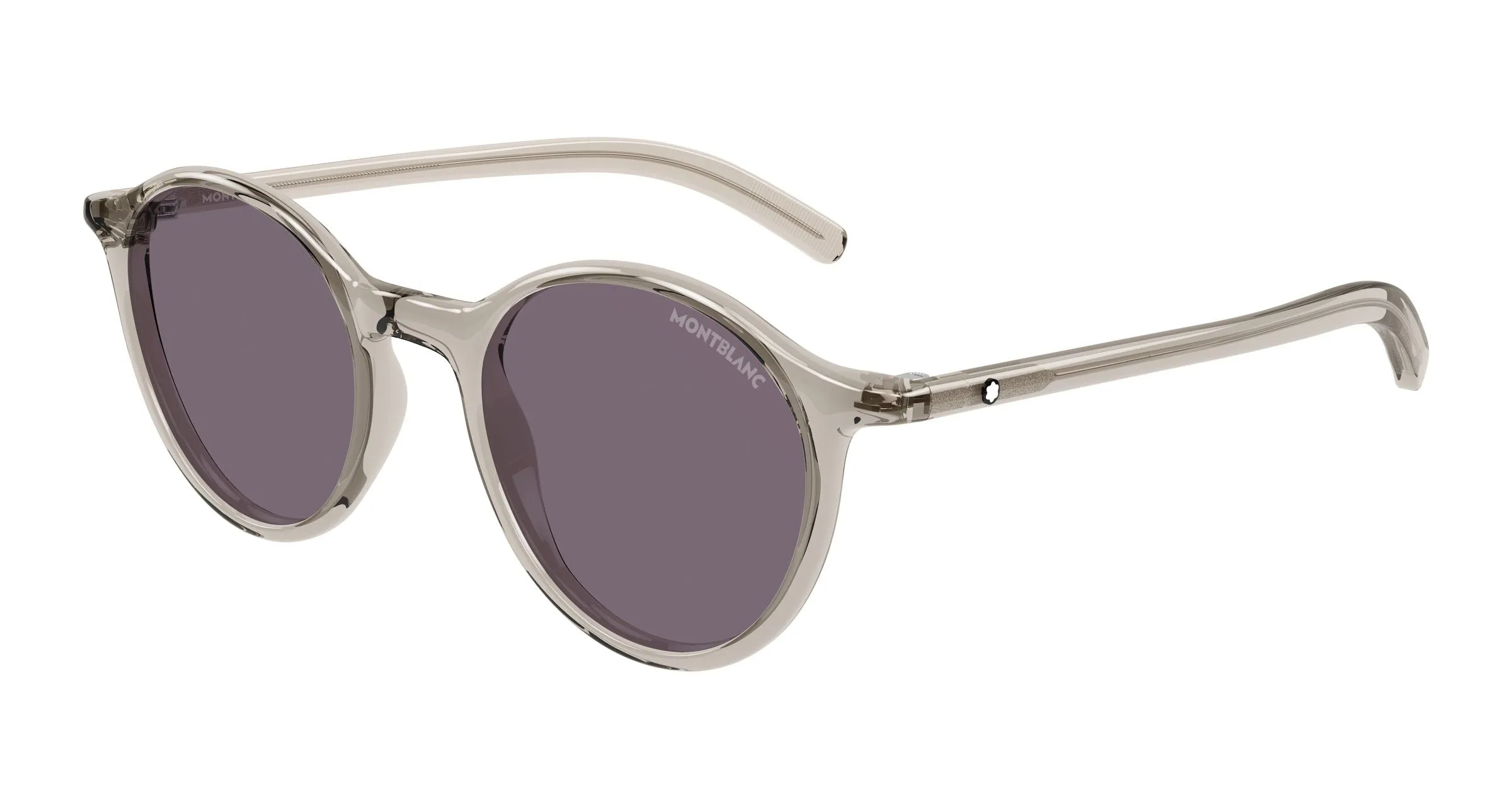 Montblanc MB0324S 007 Occhiali da sole Acetato Beige Fumo Rotonda - immagine 1