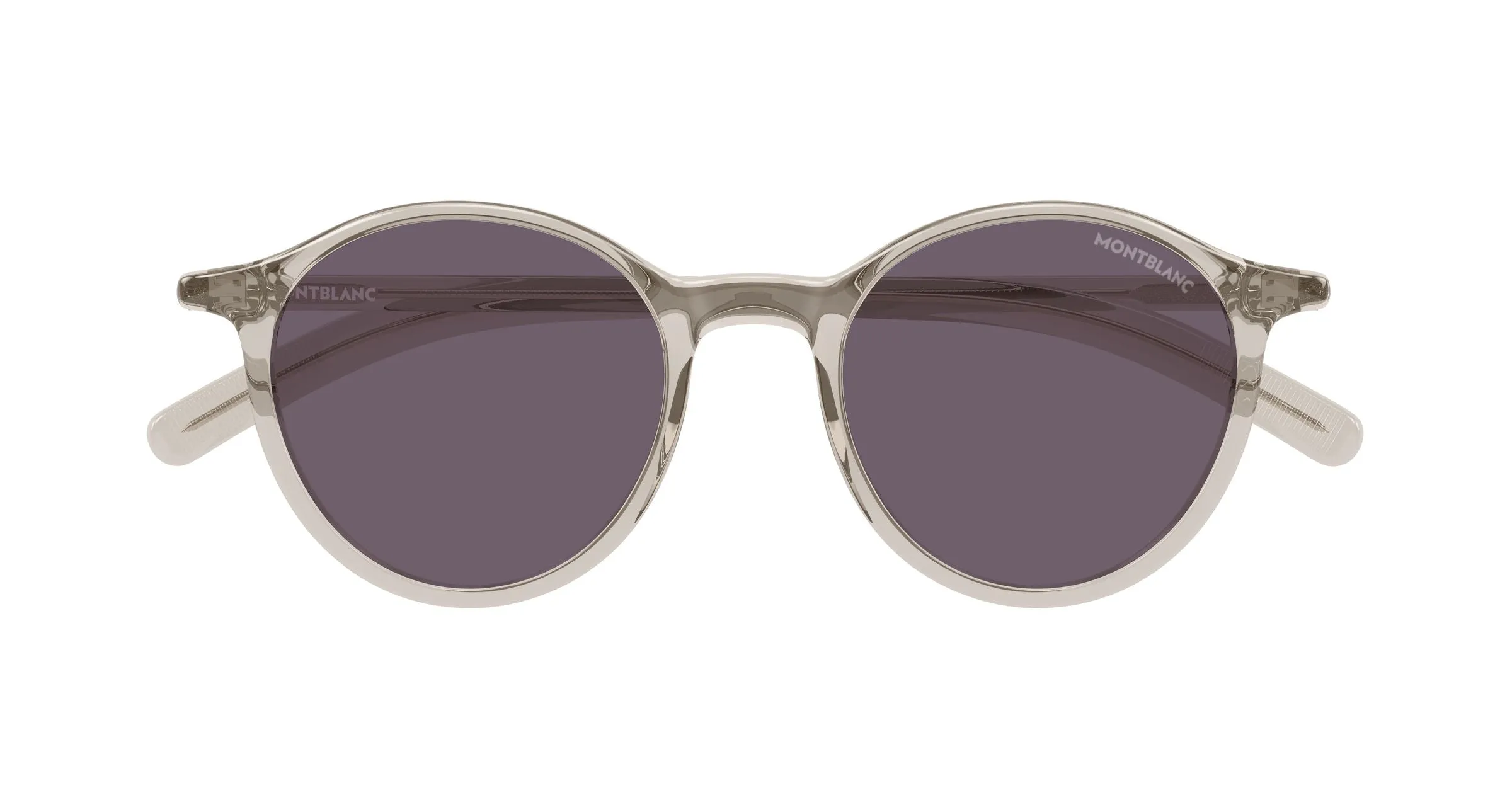 Montblanc MB0324S 007 Occhiali da sole Acetato Beige Fumo Rotonda - immagine 2