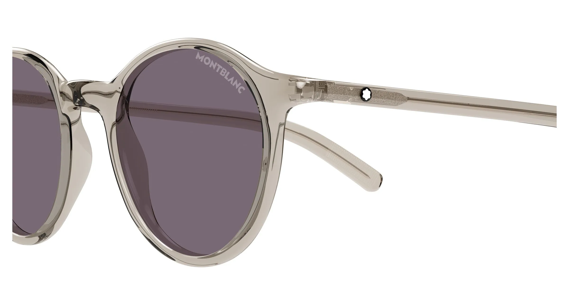 Montblanc MB0324S 007 Occhiali da sole Acetato Beige Fumo Rotonda - immagine 3
