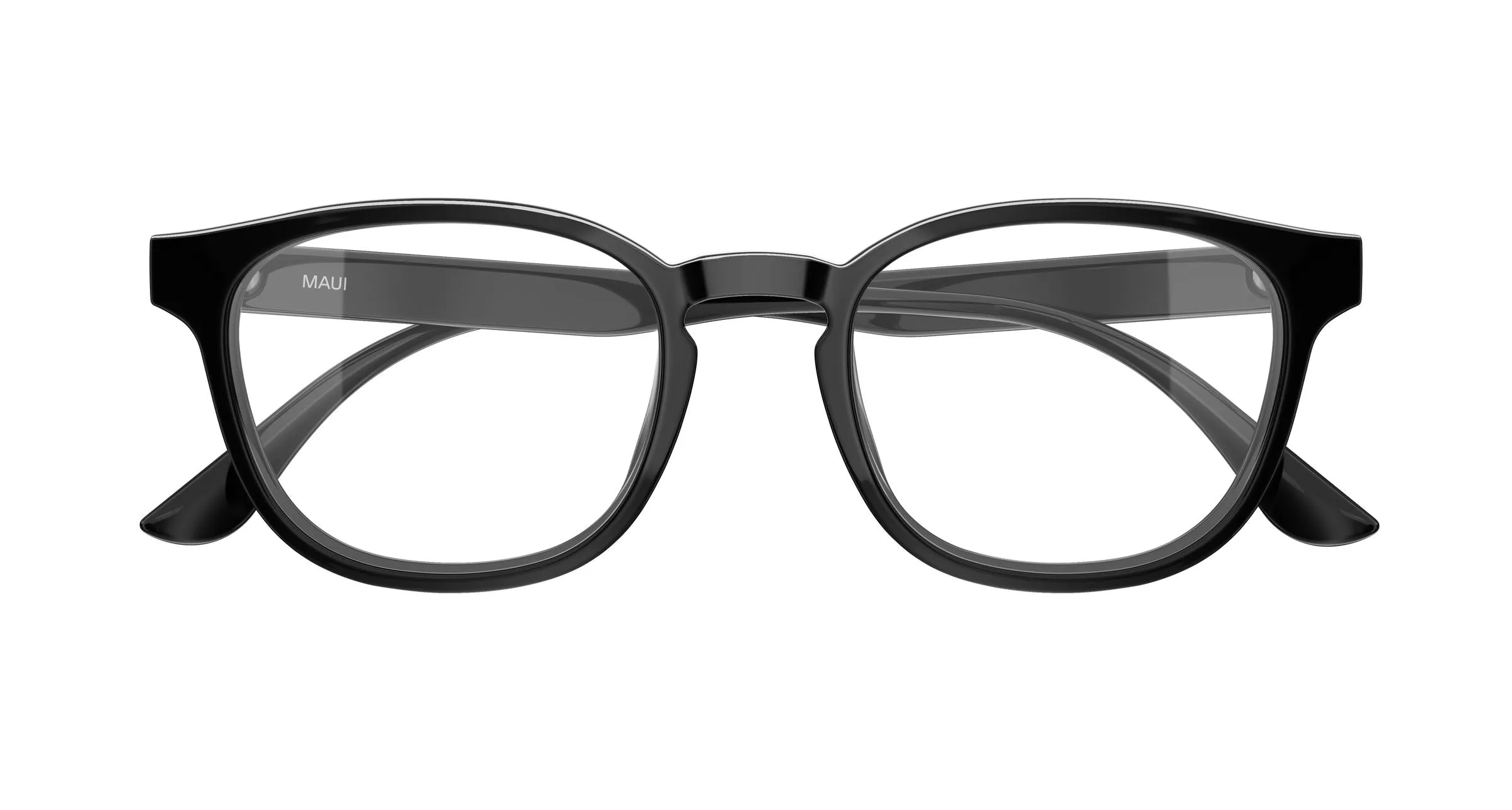Maui Jim MJ2160O 001 Montature da vista Acetato Nero Trasparente Rotonda - immagine 2
