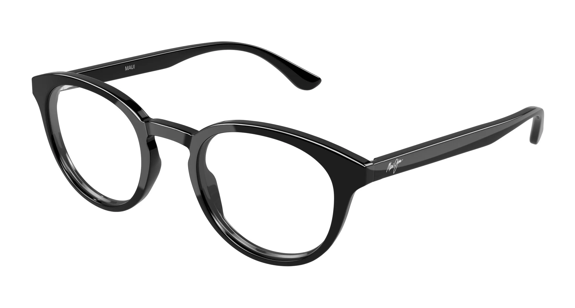 Maui Jim MJ2159O 001 Montature da vista Acetato Nero Trasparente Rotonda - immagine 1