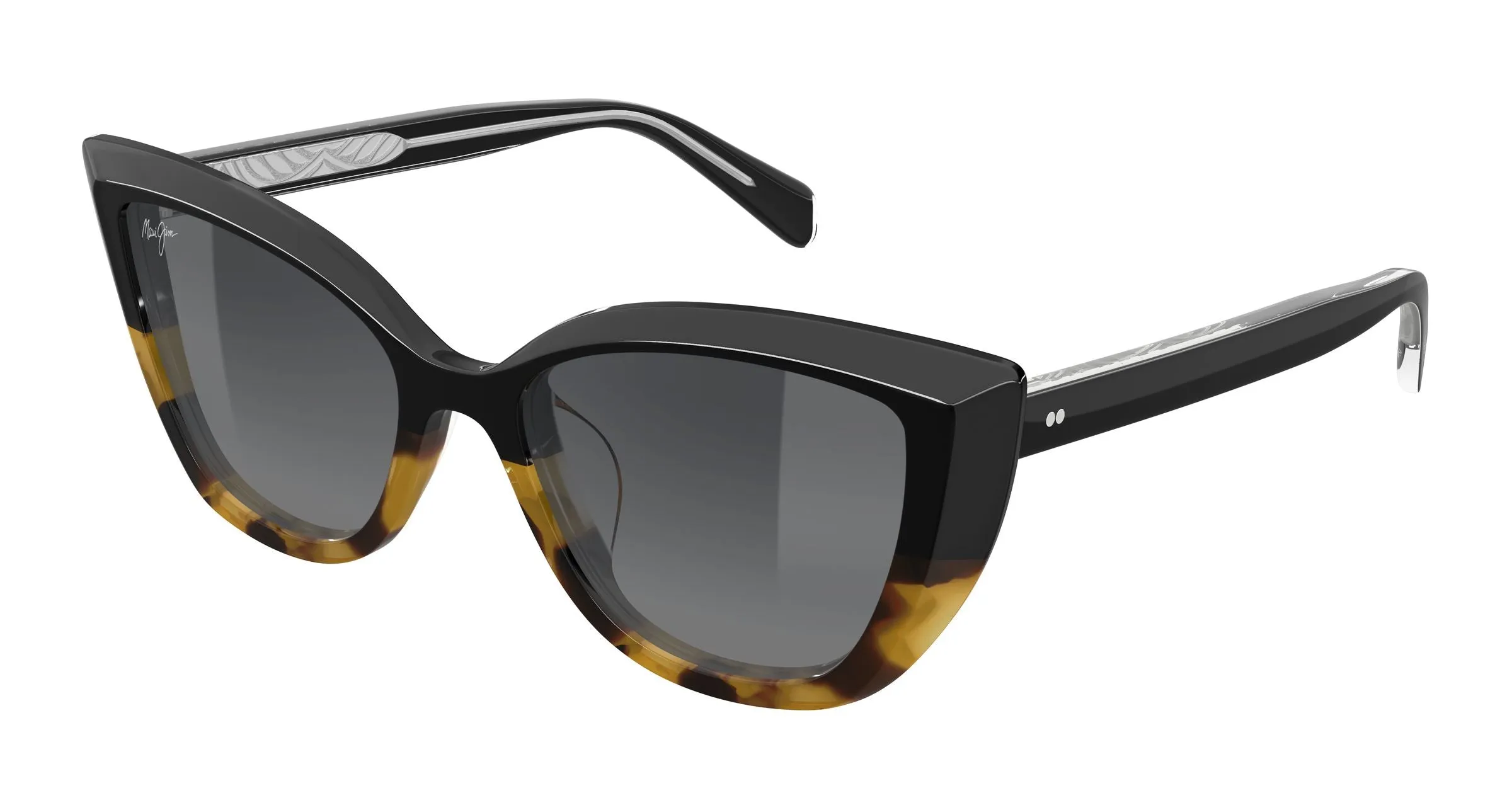 Maui Jim MJ0892S 001 Occhiali da sole Acetato Nero Grigio Cat Eye - immagine 1