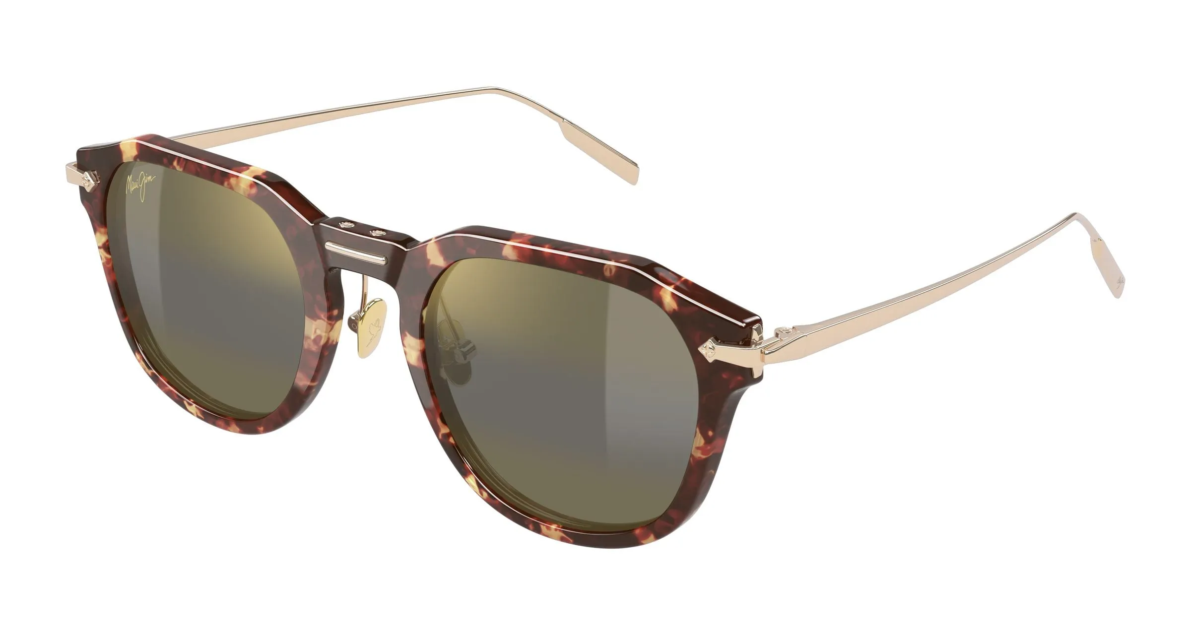 Maui Jim MJ0837S 003 Occhiali da sole Iniettato Havana Bronzo Rotonda - immagine 1