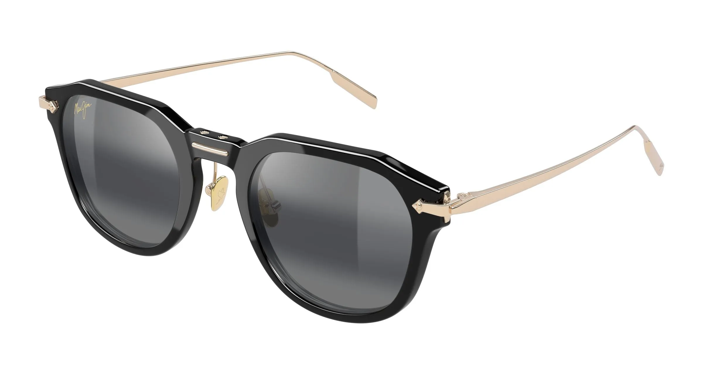 Maui Jim MJ0837S 001 Occhiali da sole Iniettato Nero Grigio Rotonda - immagine 1