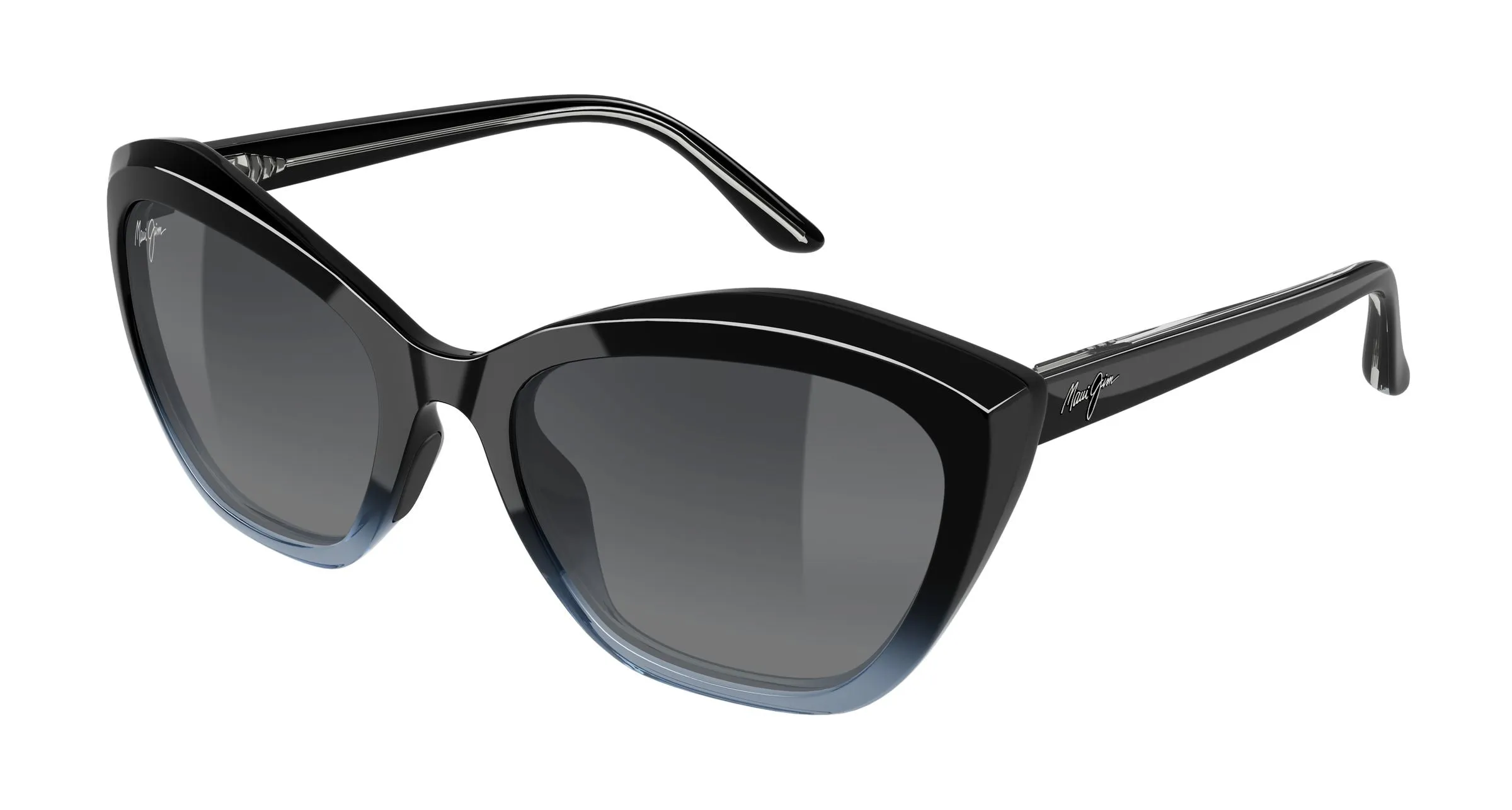 Maui Jim MJ0827S 001 Occhiali da sole Iniettato Nero Grigio Cat Eye - immagine 1