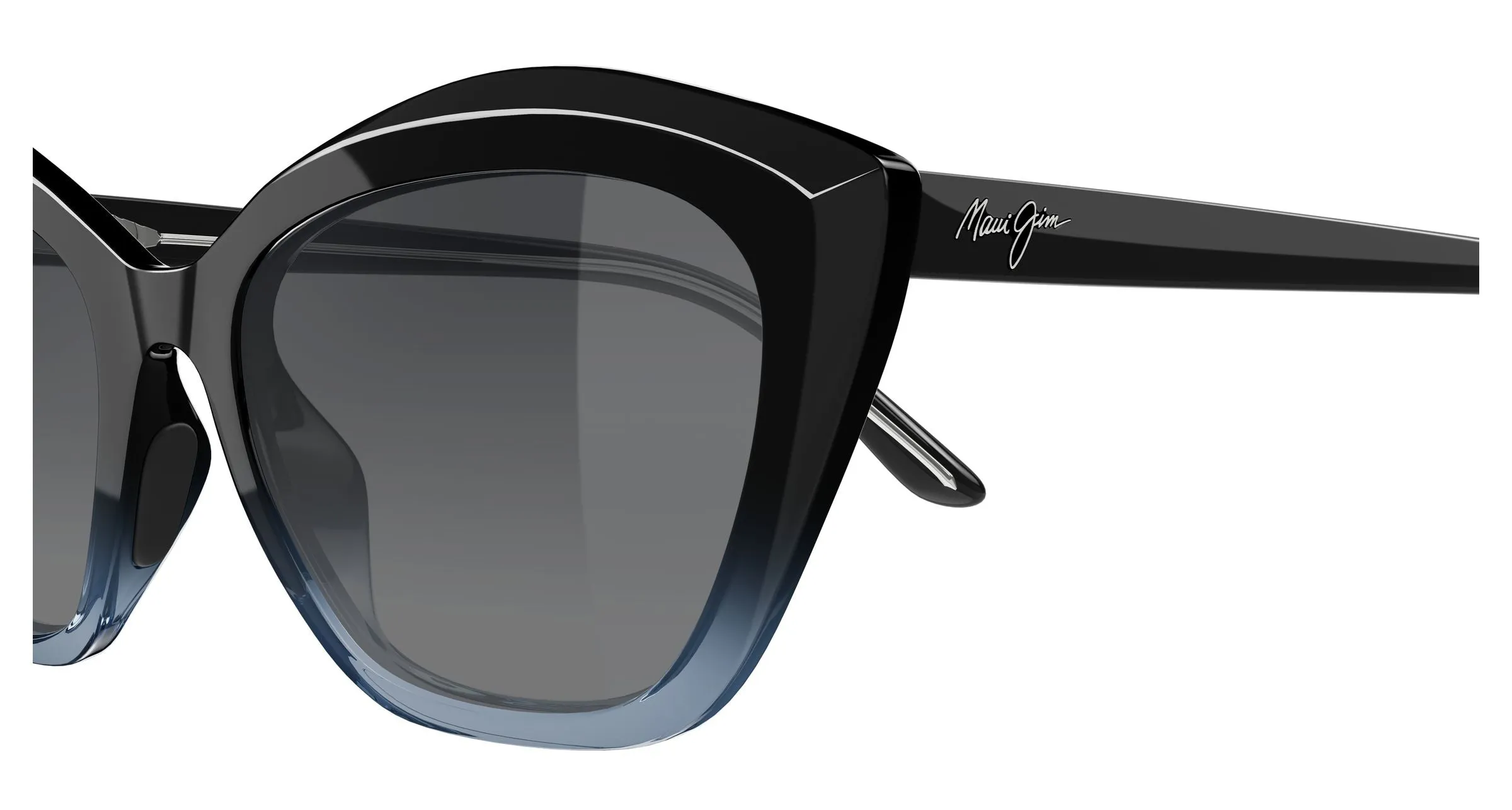 Maui Jim MJ0827S 001 Occhiali da sole Iniettato Nero Grigio Cat Eye - immagine 3