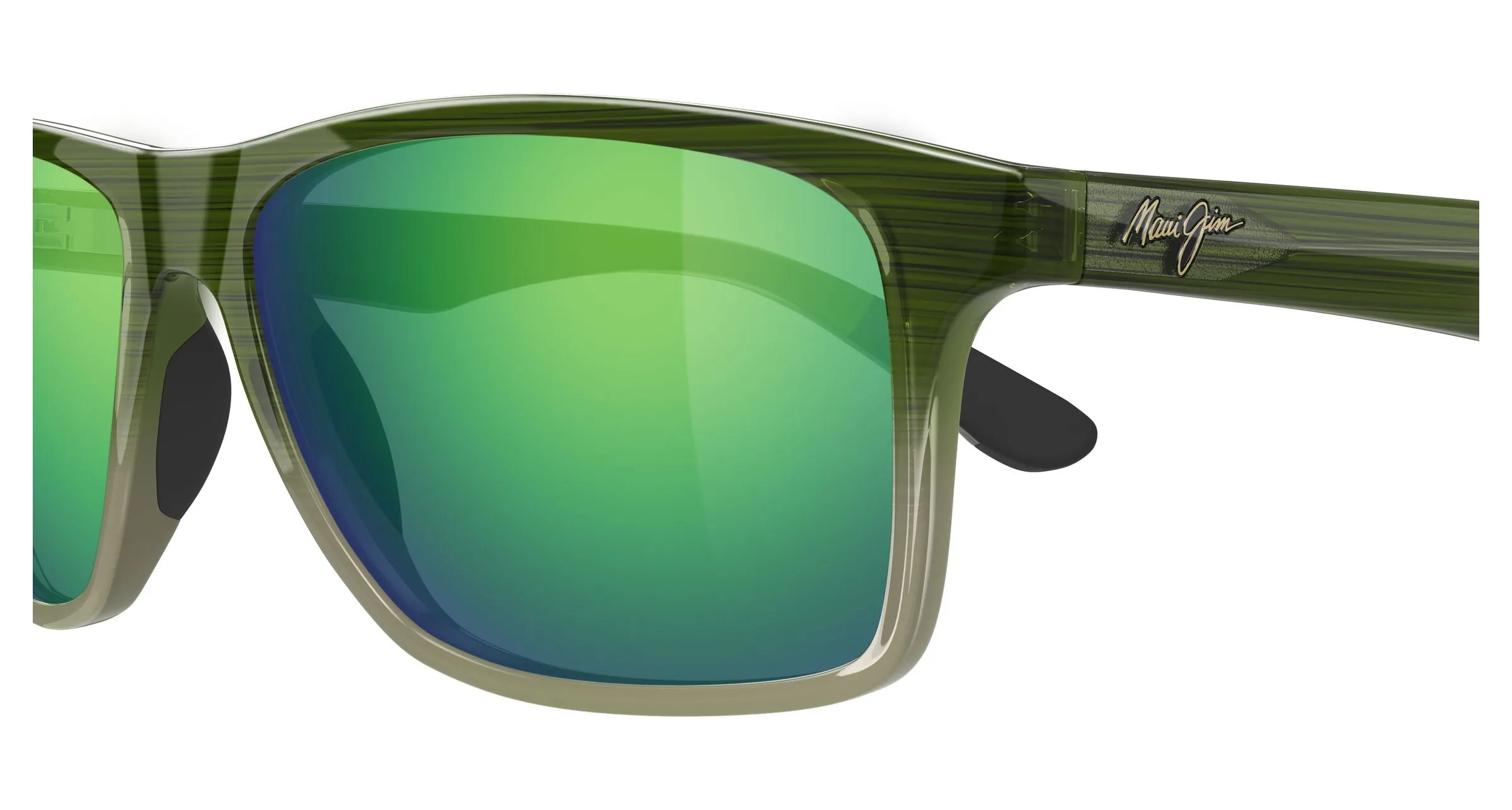 Maui Jim MJ0798S 004 Occhiali da sole Iniettato Havana Verde Squadrata - immagine 3