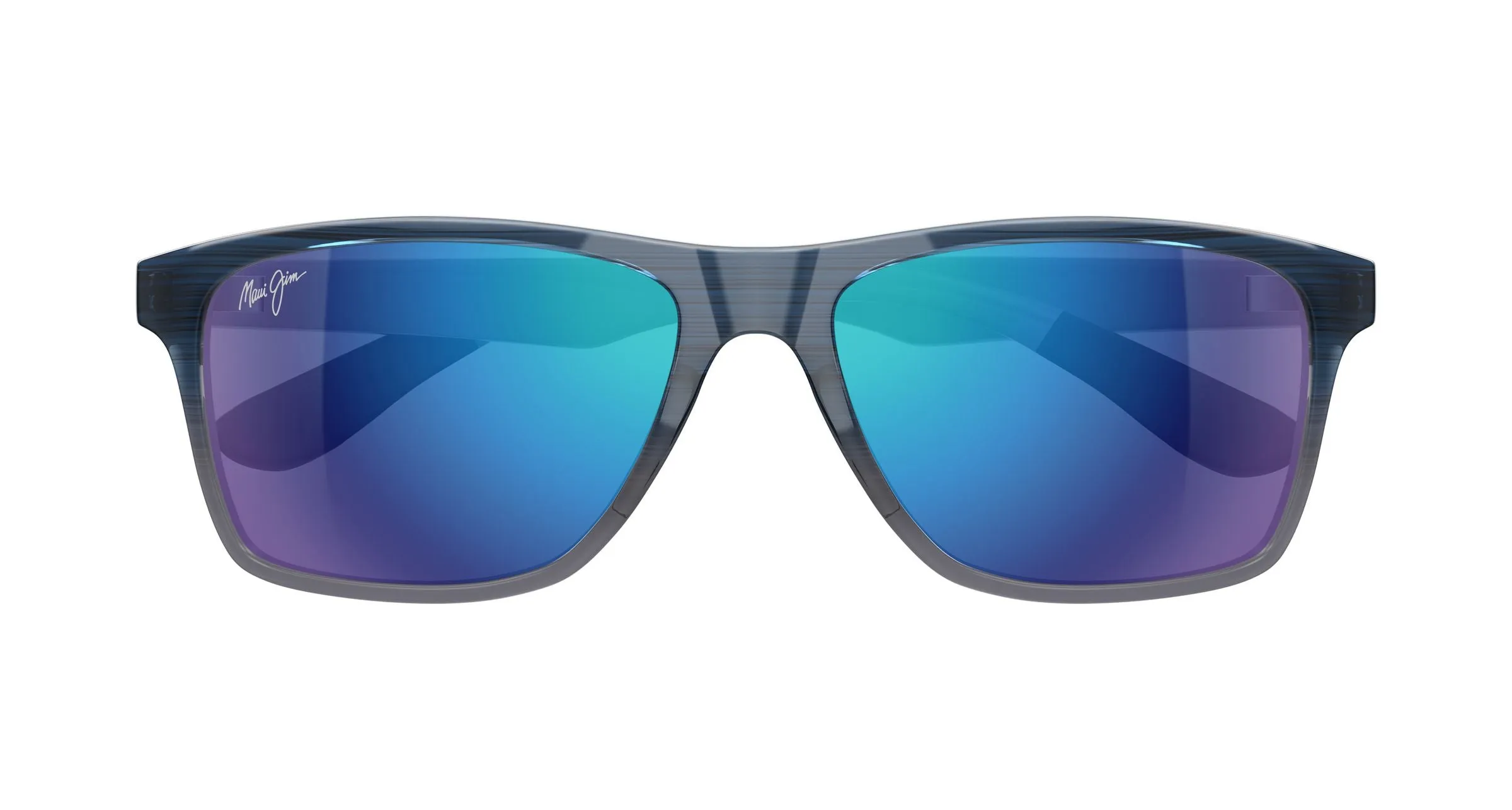 Maui Jim MJ0798S 002 Occhiali da sole Iniettato Havana Blu Squadrata - immagine 2