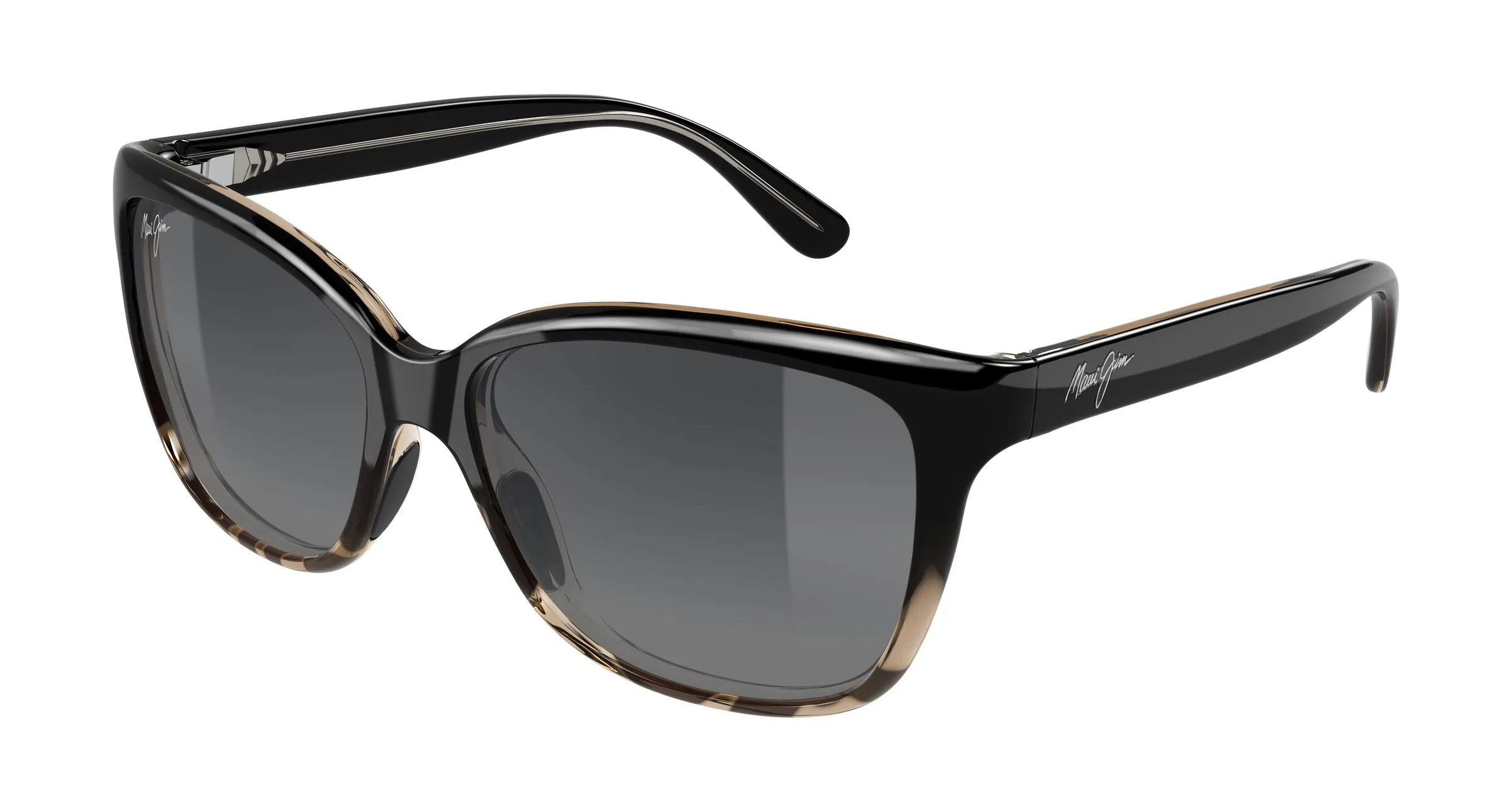 Maui Jim MJ0744S 001 Occhiali da sole Iniettato Nero Grigio Cat Eye - immagine 1