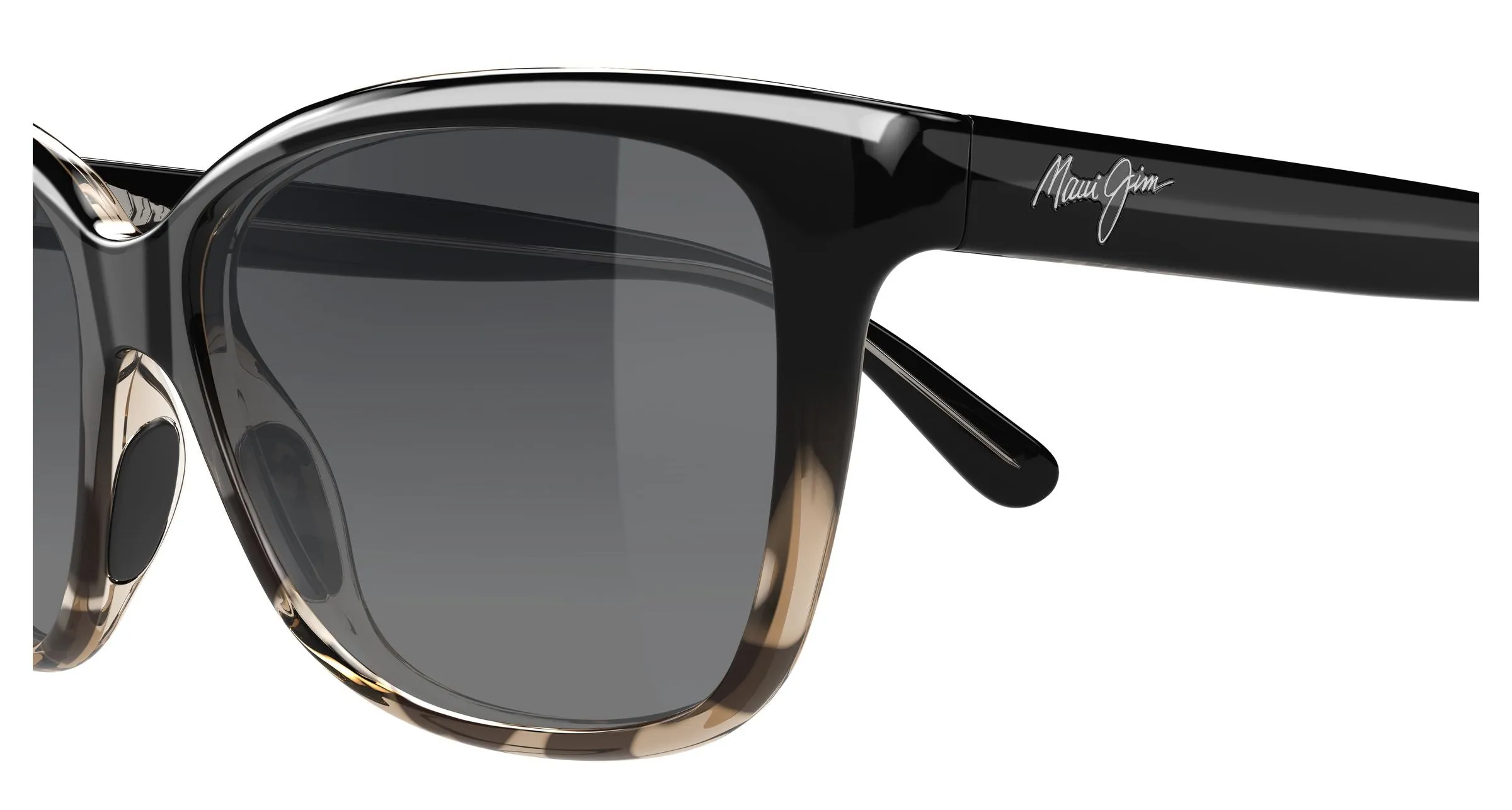 Maui Jim MJ0744S 001 Occhiali da sole Iniettato Nero Grigio Cat Eye - immagine 3