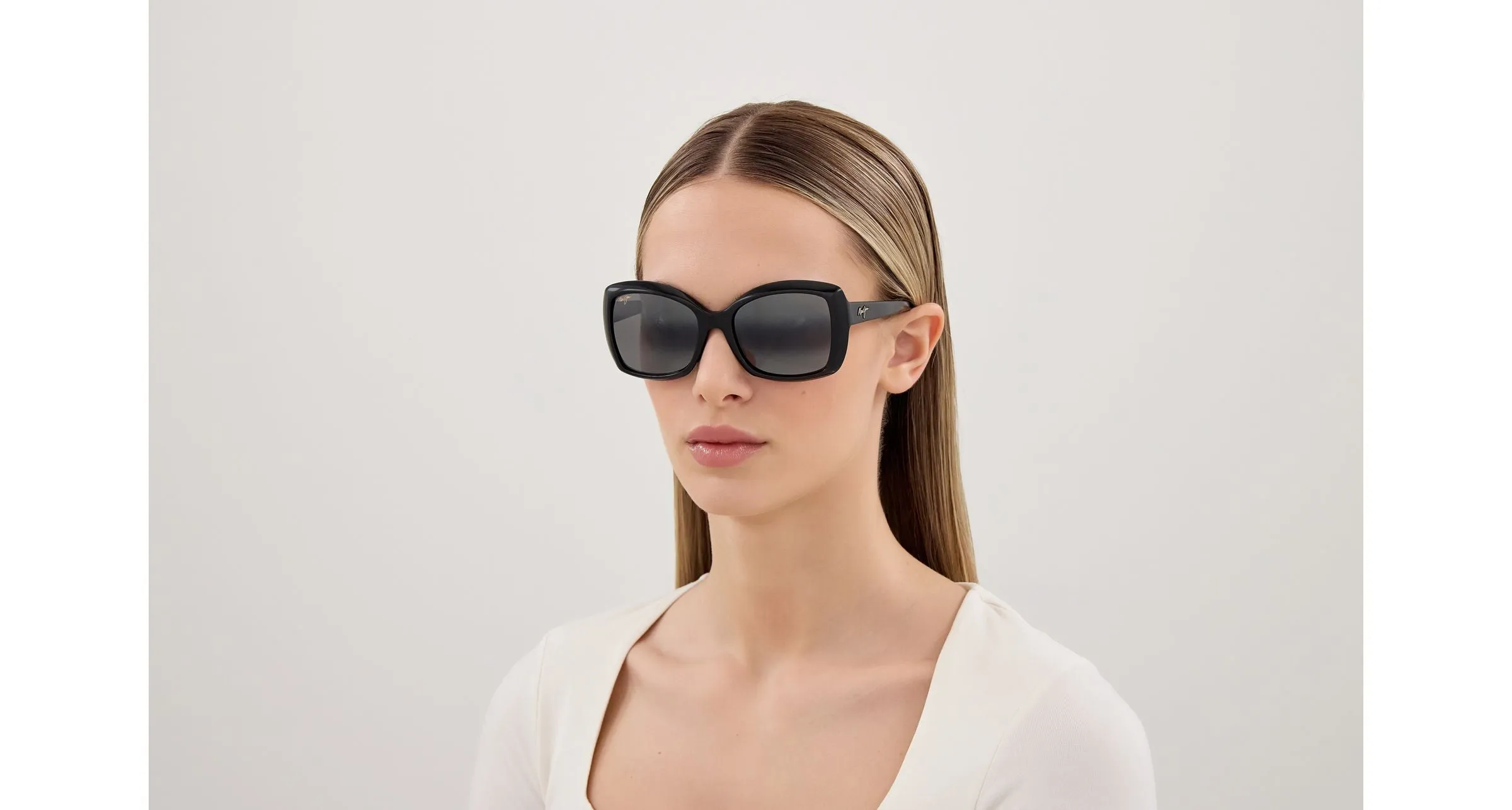 Maui Jim MJ0735S 009 Occhiali da sole Bio-iniettato Nero Grigio Farfalla - immagine 4