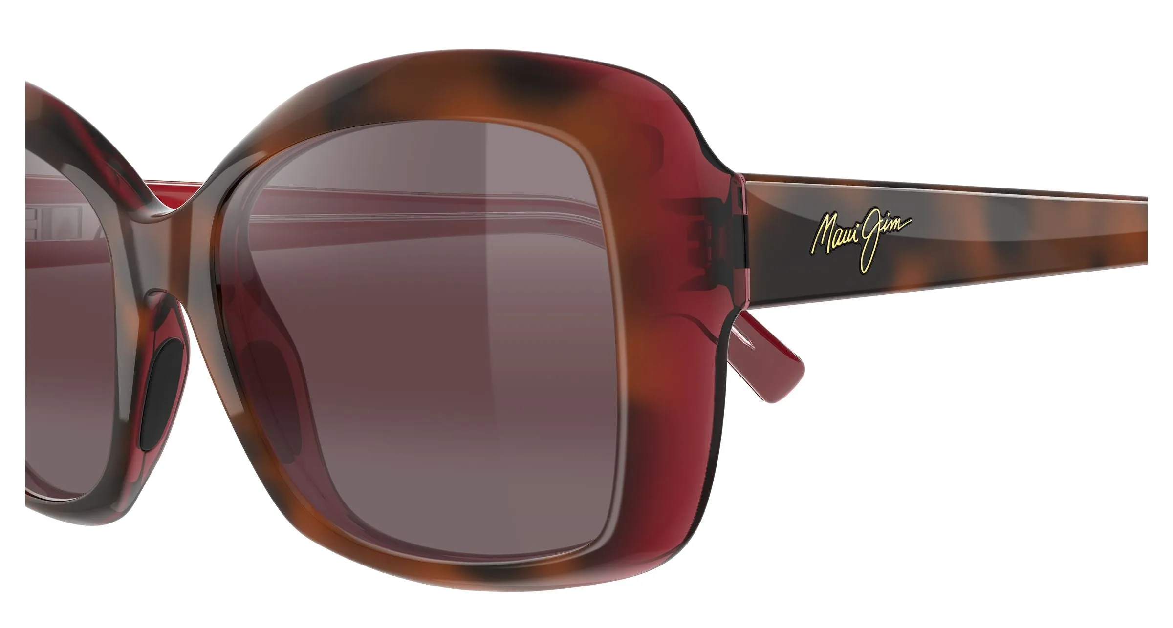 Maui Jim MJ0735S 002 Occhiali da sole Iniettato Havana Rosa Farfalla - immagine 3