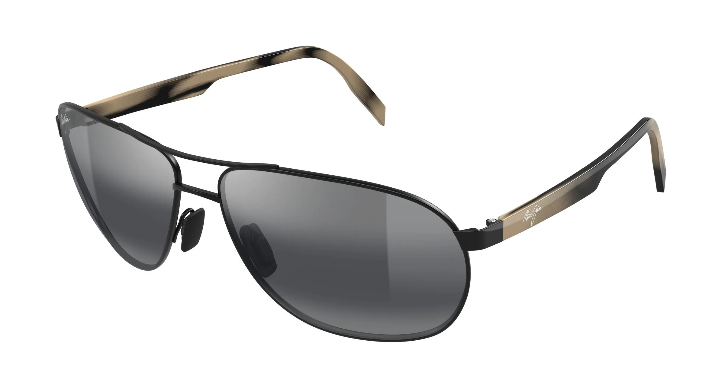 Maui Jim MJ0728S 001 Occhiali da sole Metallo Nero Grigio Pilot - immagine 1