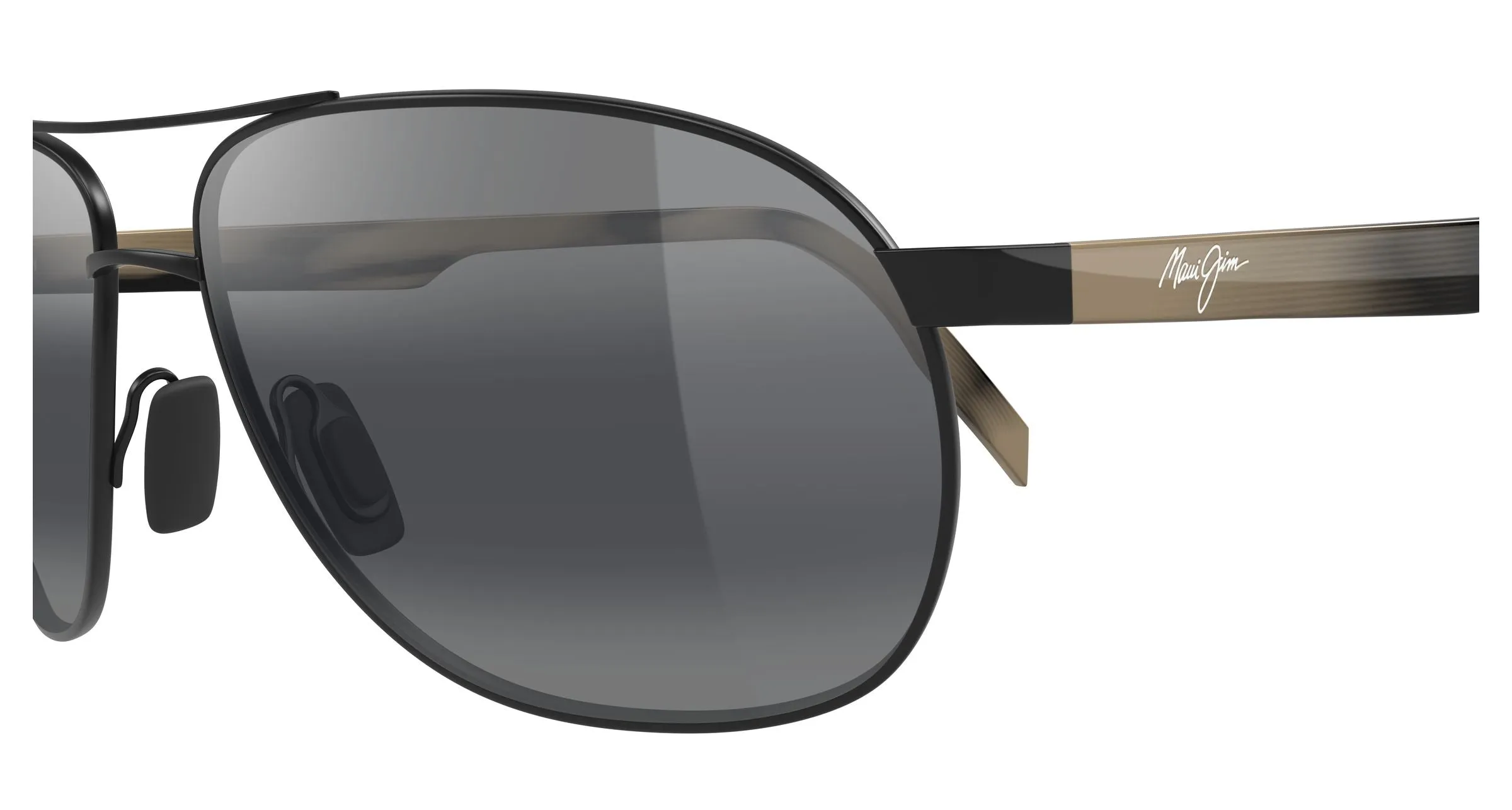 Maui Jim MJ0728S 001 Occhiali da sole Metallo Nero Grigio Pilot - immagine 3