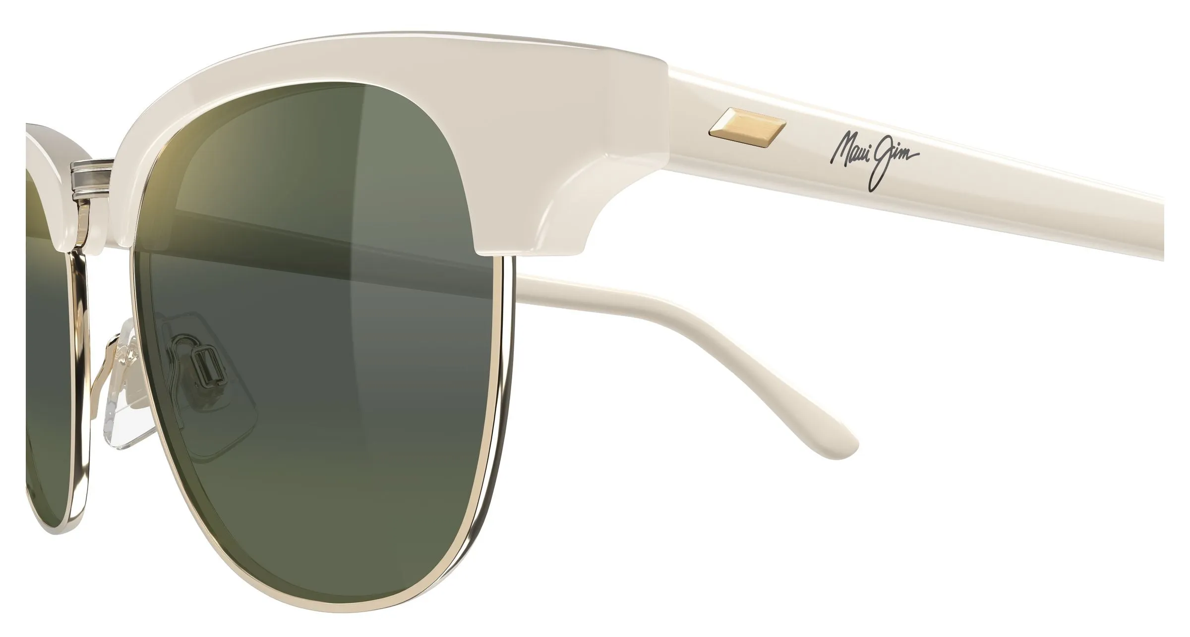 Maui Jim MJ0695S 004 Occhiali da sole Acetato Avorio Verde Squadrata - immagine 3