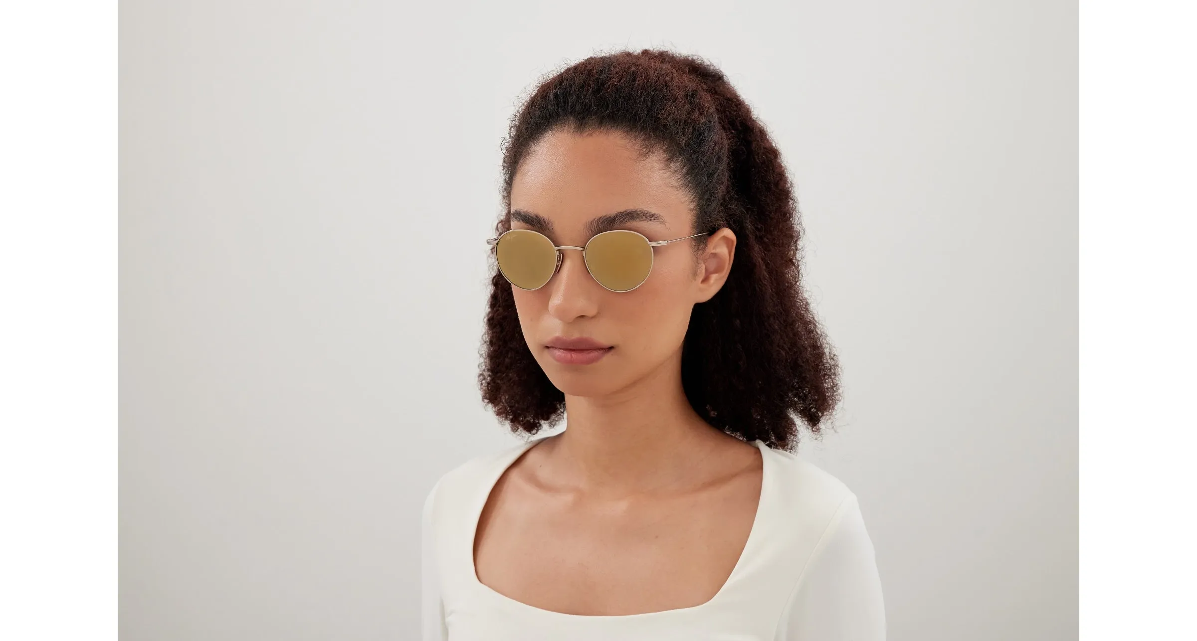 Maui Jim MJ0691S 003 Occhiali da sole Titanio Bronzo Oro Rotonda - immagine 4