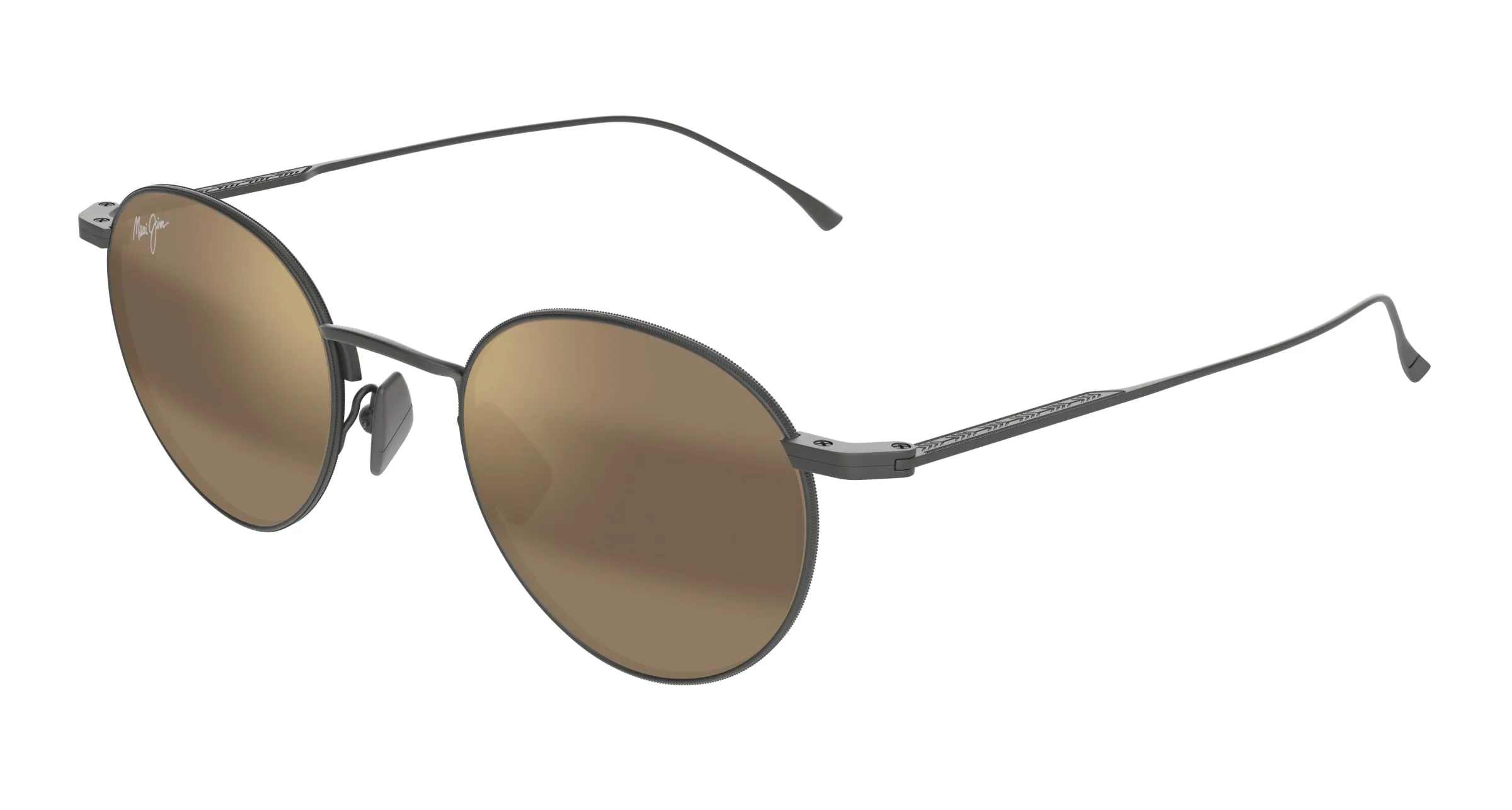 Maui Jim MJ0691S 002 Occhiali da sole Titanio Rutenio Bronzo Rotonda - immagine 1